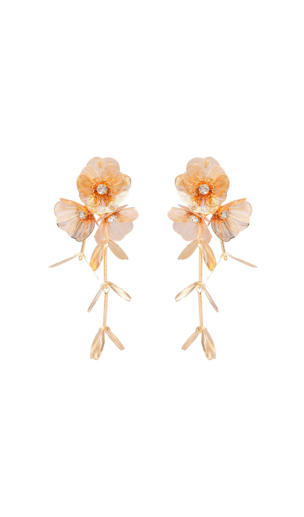 Gold Flower Dangle Earrings
