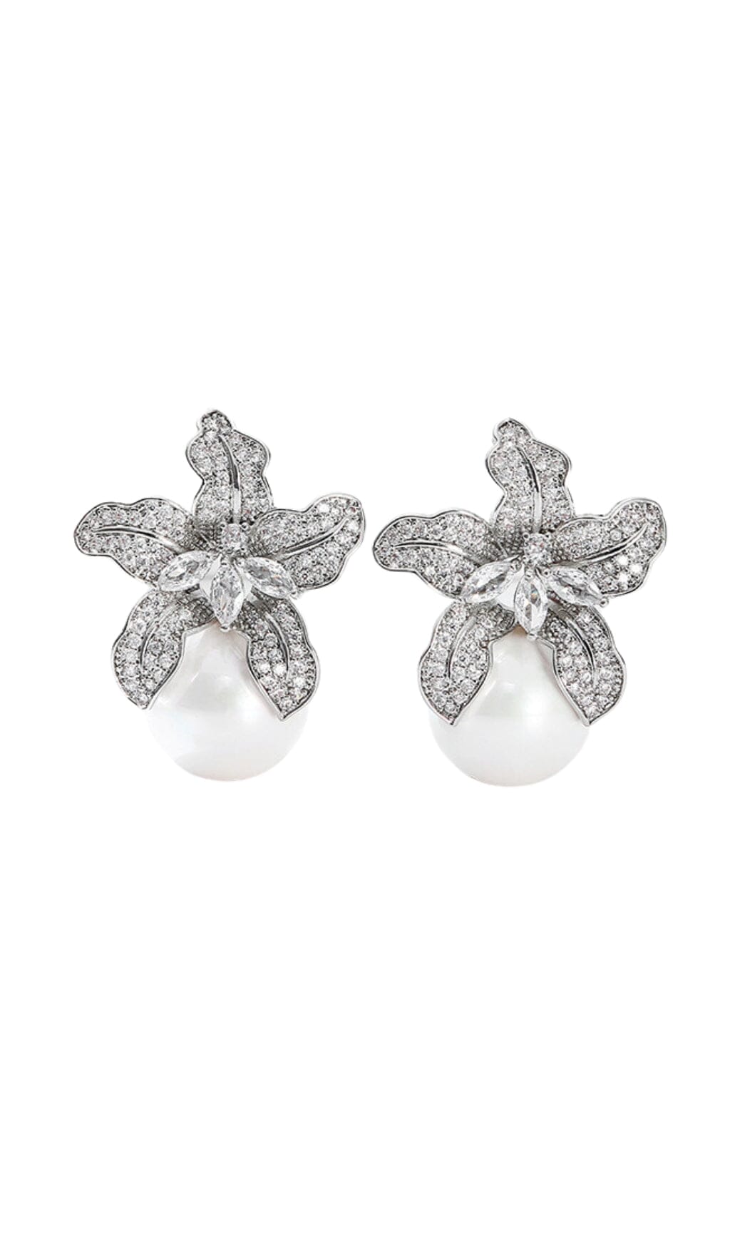 Elegant Silver Pearl Drop Earrings | Night Novas