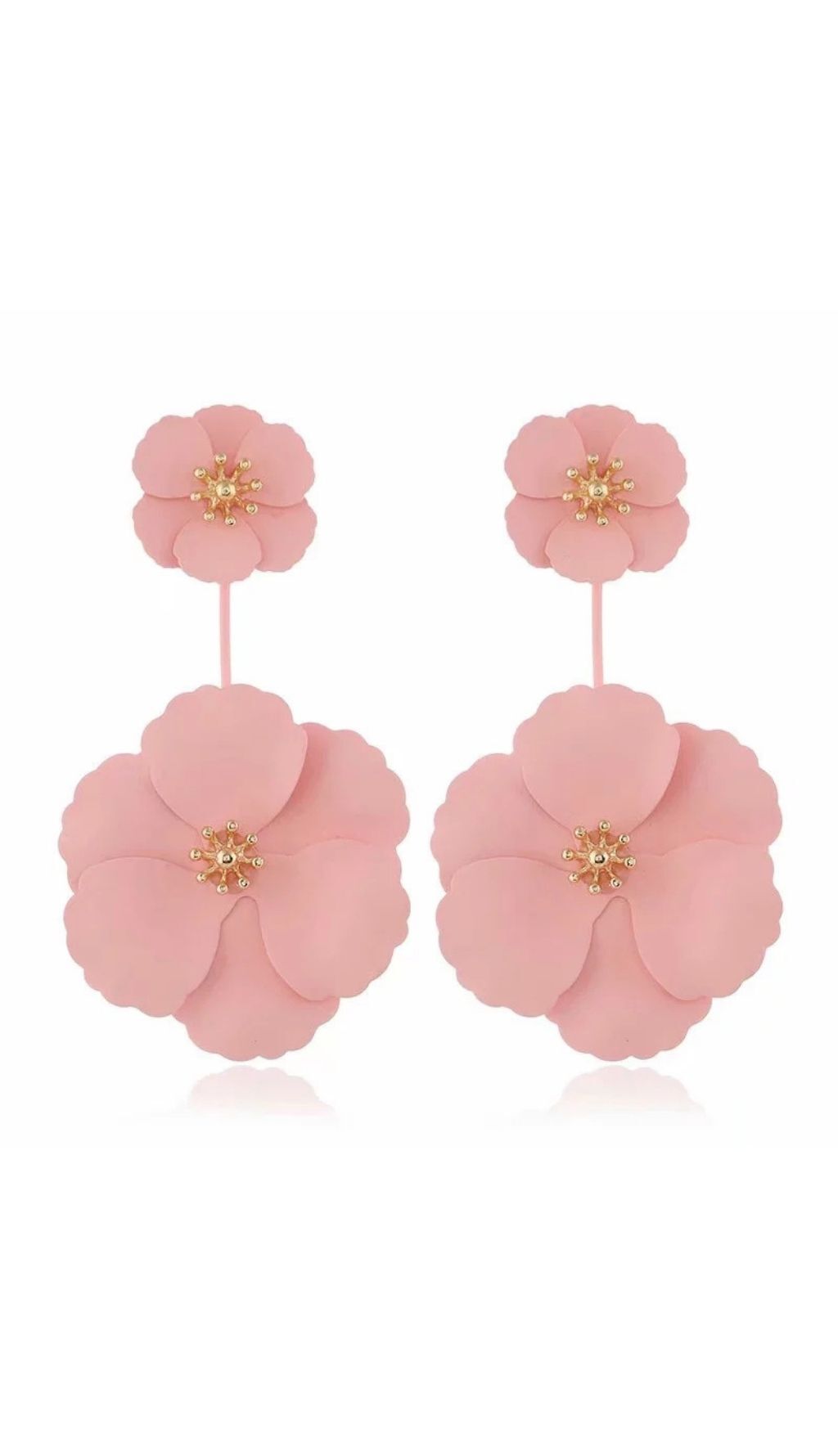Floral Long Hanging Earrings Set of 4 Pairs