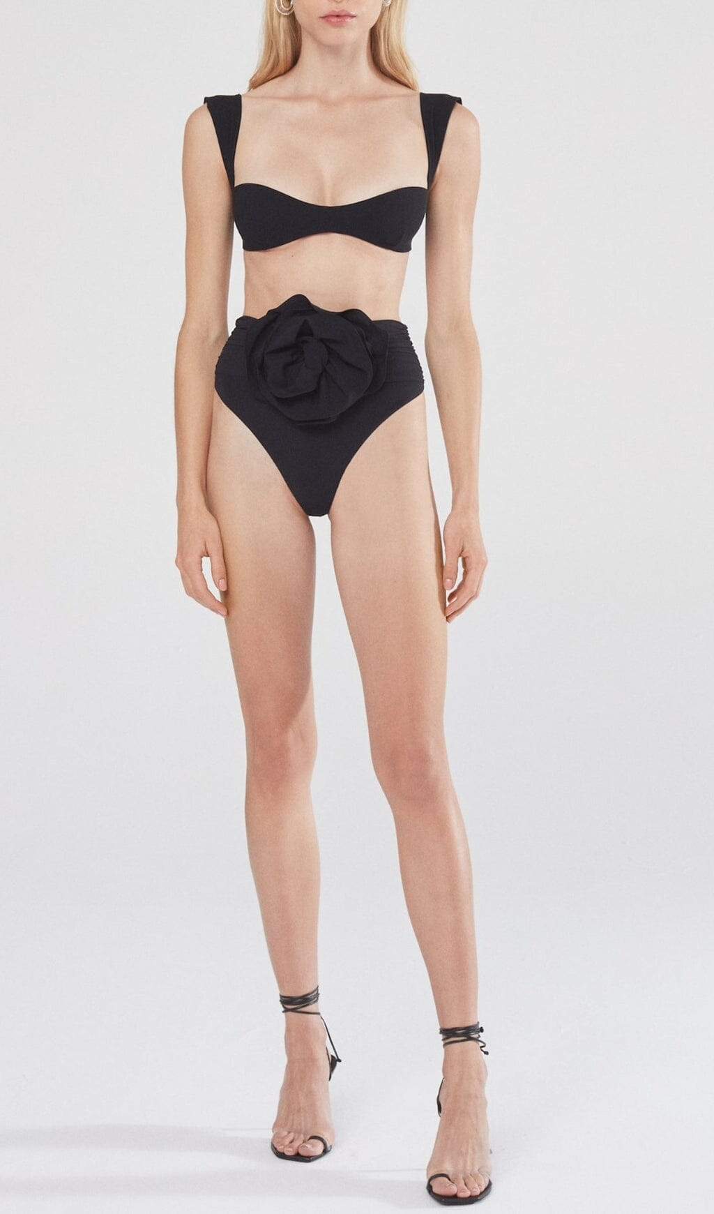 Black Rose Embellished Bikini Suit