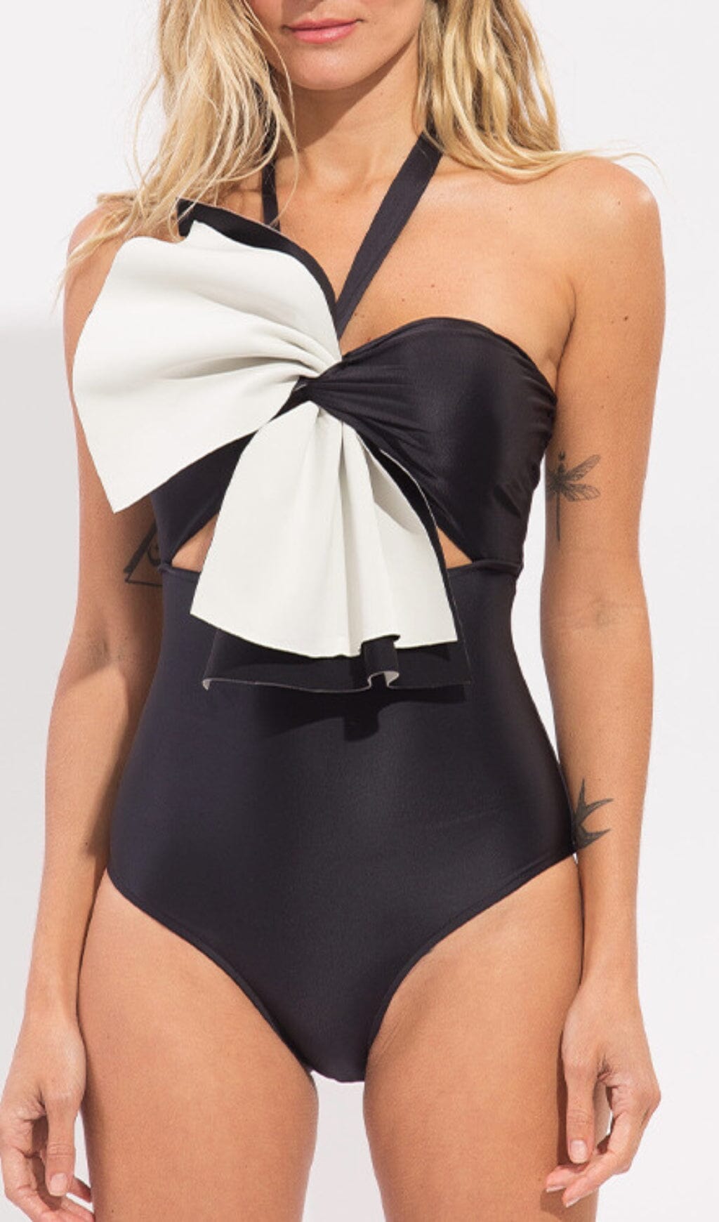 Ruffle Color Block One Piece Swimsuit - Womens Stylish Swimwear