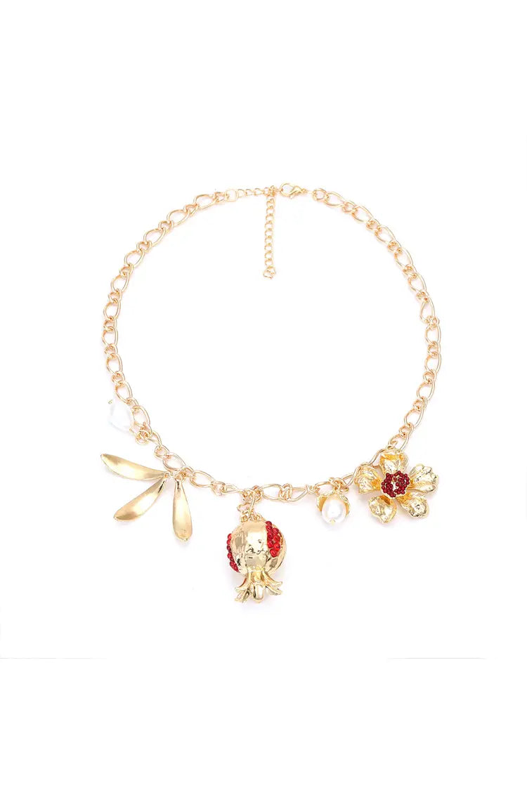Boho Flower Gold Chain Necklace - Delicate One Size Jewelry