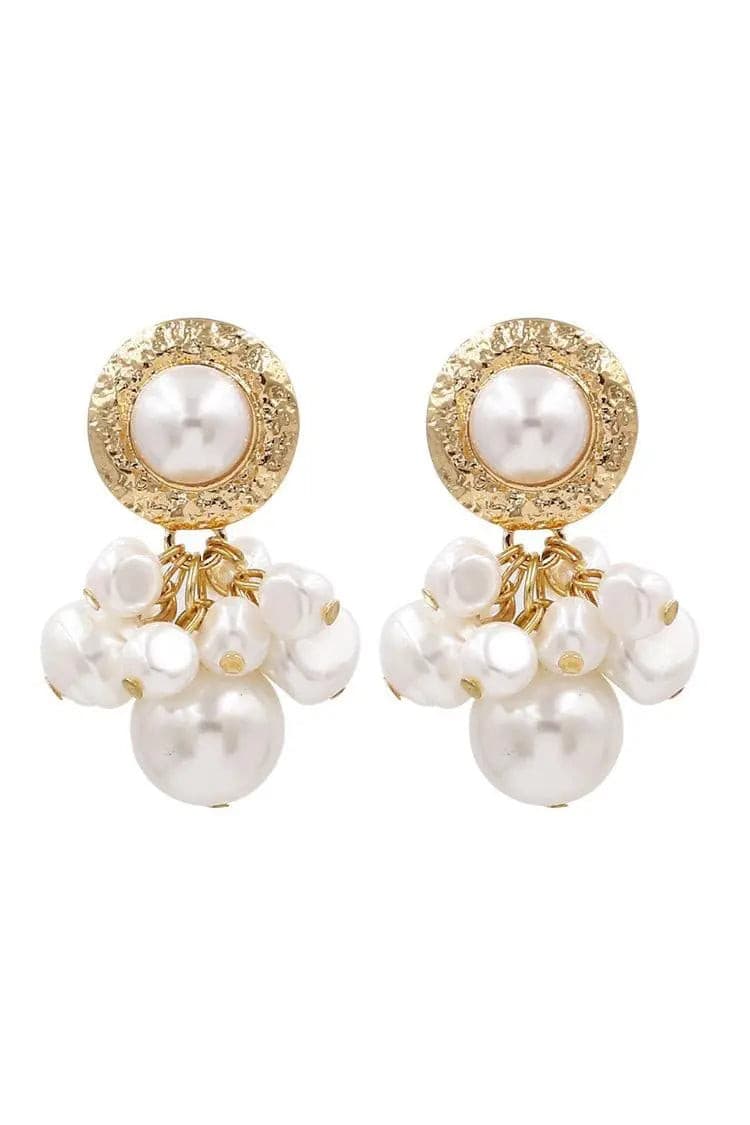 Retro Pearl Elegance Earrings - White
