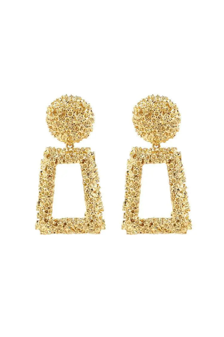 Gold Tone Drop Earrings - Sparkly Design