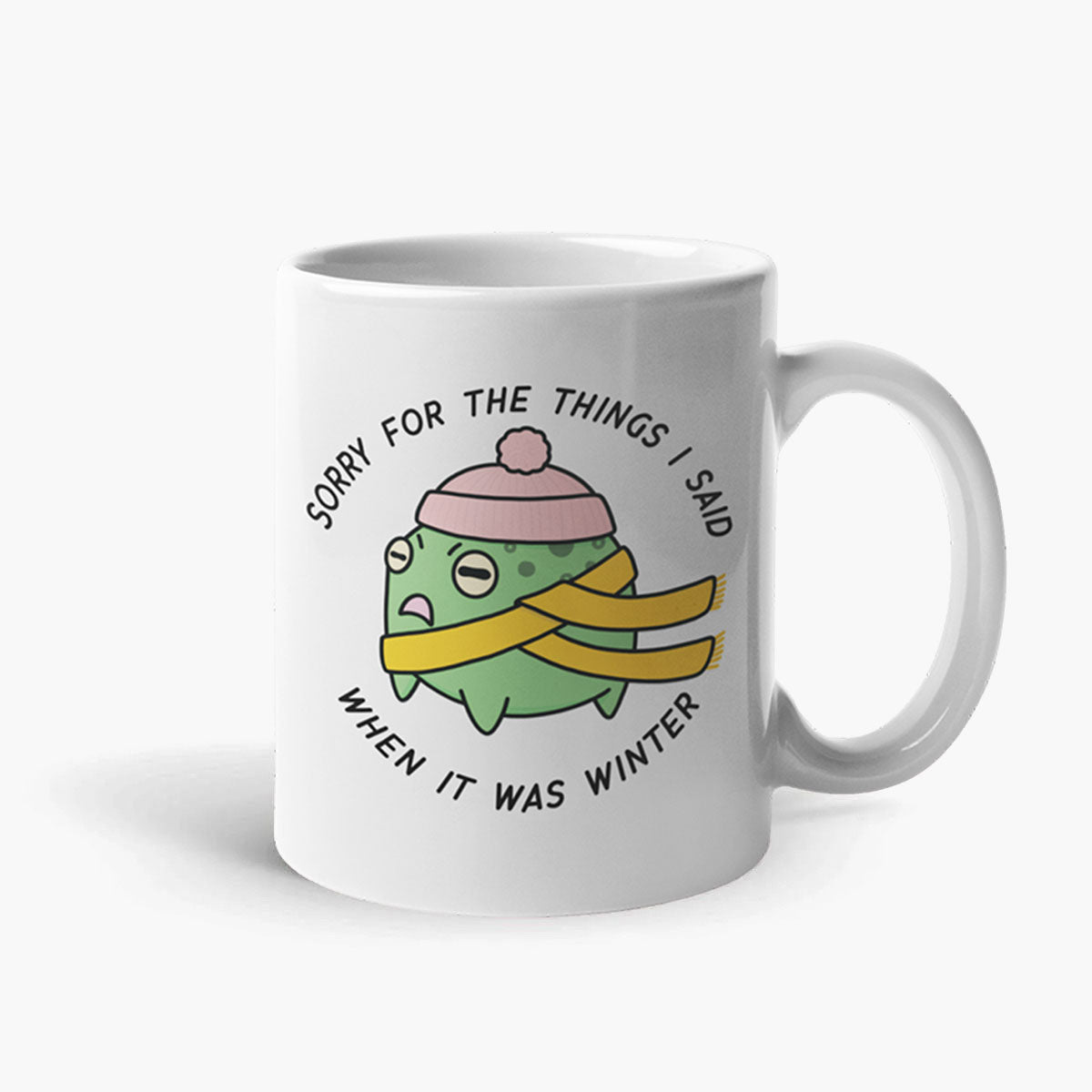 Funny Winter White Ceramic Coffee Mug - Sassy Spud Design