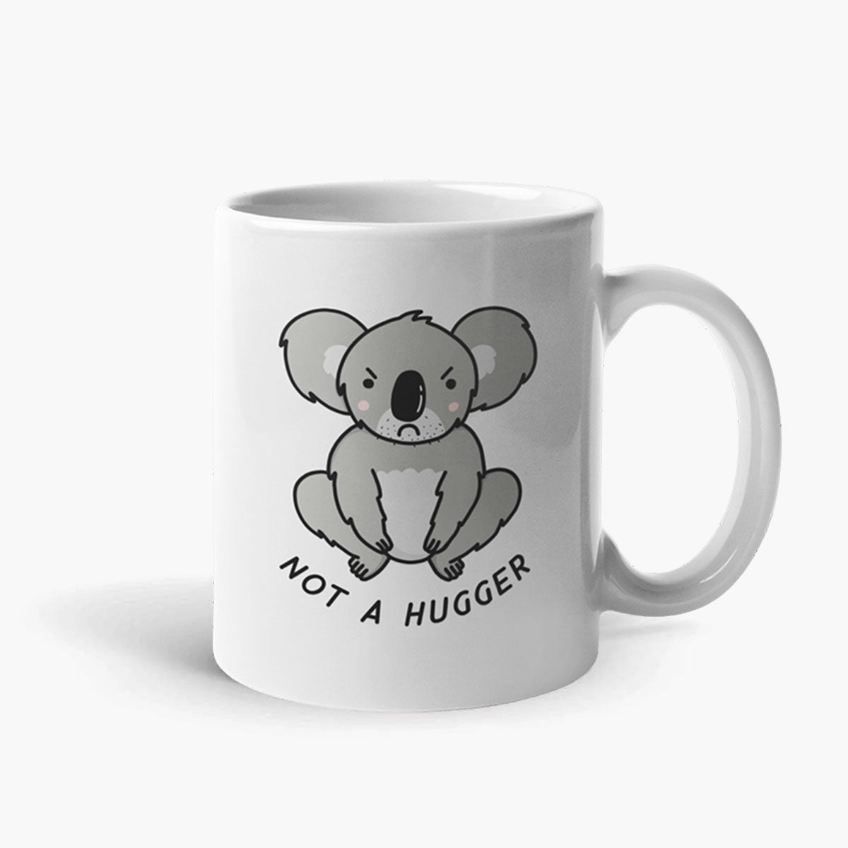 Funny White Ceramic Coffee Mug - Not A Hugger Design