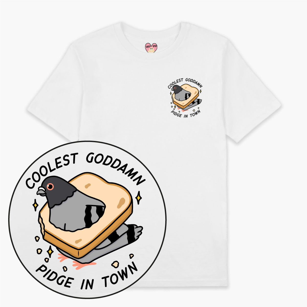 Organic Cotton Pigeon Print Tee (Unisex) - Variety of Colors
