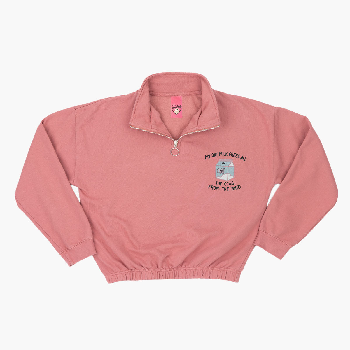 Embroidered 1/4 Zip Crop Sweatshirt in Premium Cotton