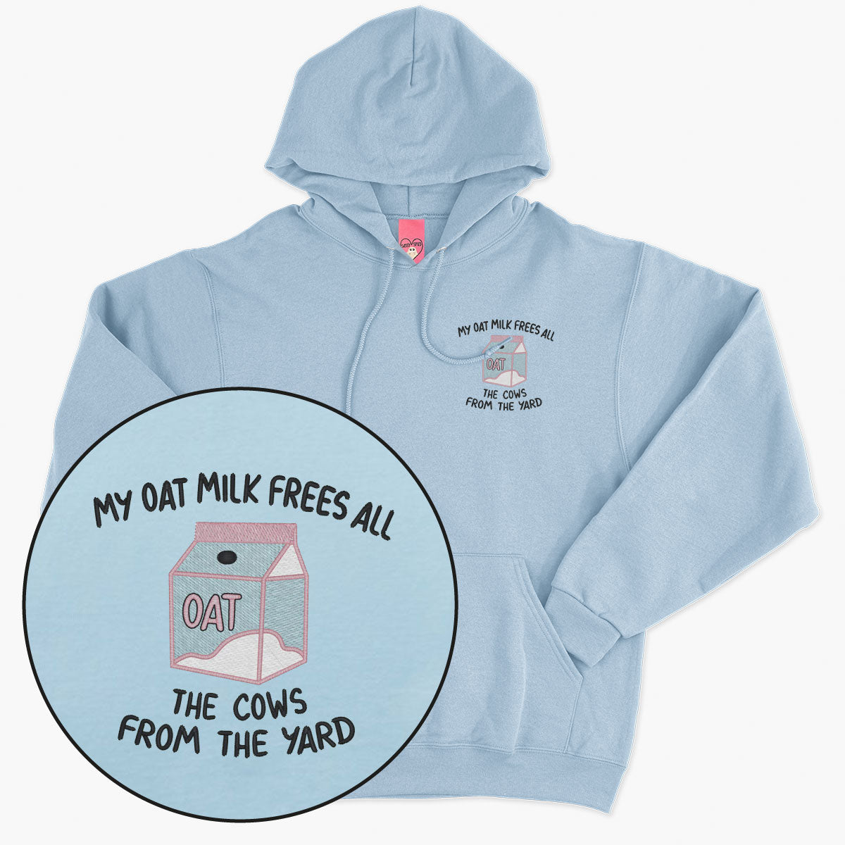 Embroidered Unisex Hoodie with Ethical Oat Milk Theme