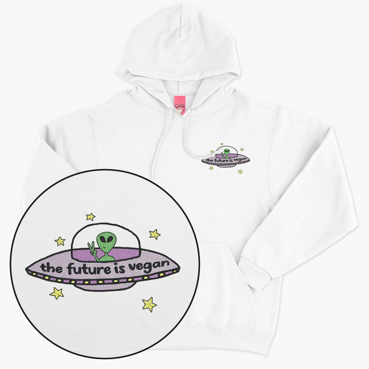 Vegan Friendly Embroidered Hoodie in Various Colors