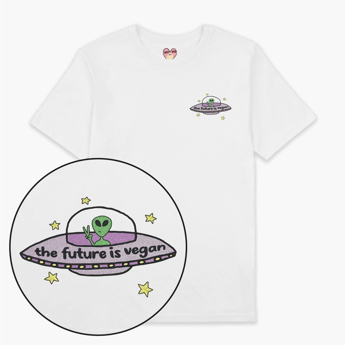Organic Cotton Vegan Statement Embroidered T-Shirt