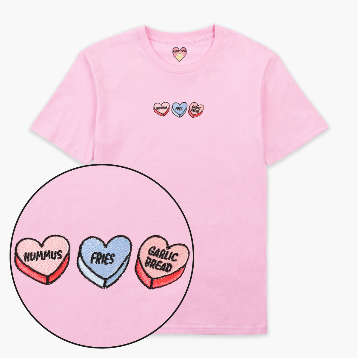 Embroidered Love Hearts T-Shirt in Various Colors