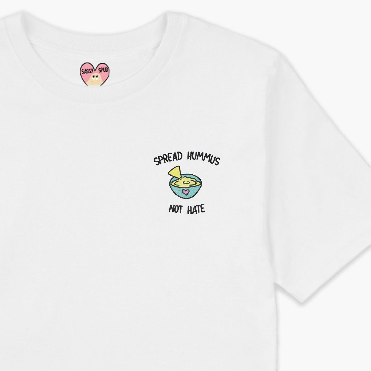 Embroidered Hummus Advocacy T-Shirt | Organic Unisex Fit