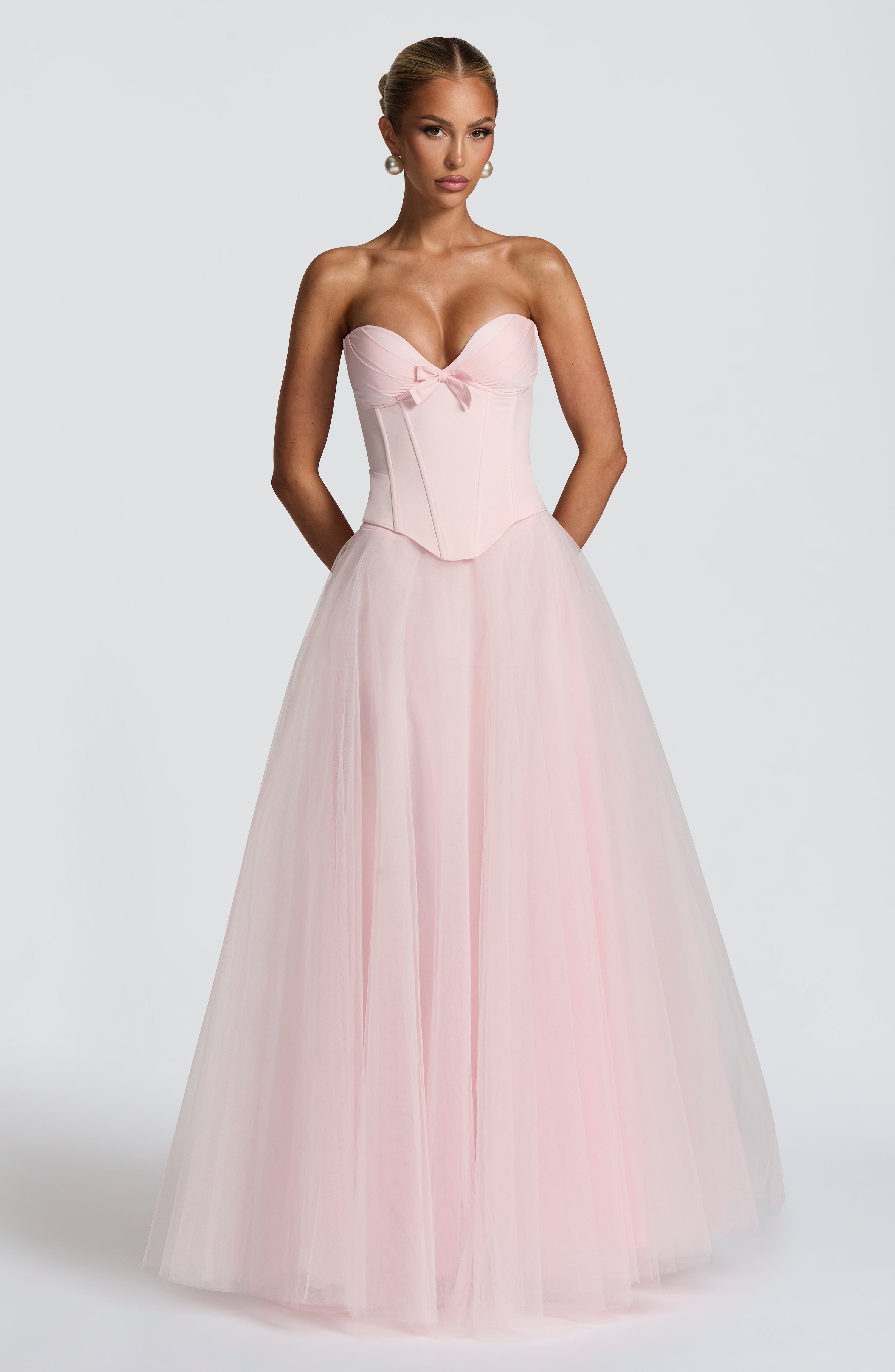 Blush Soft Tulle Maxi Skirt - Elegant Mid-Rise Full Length Design