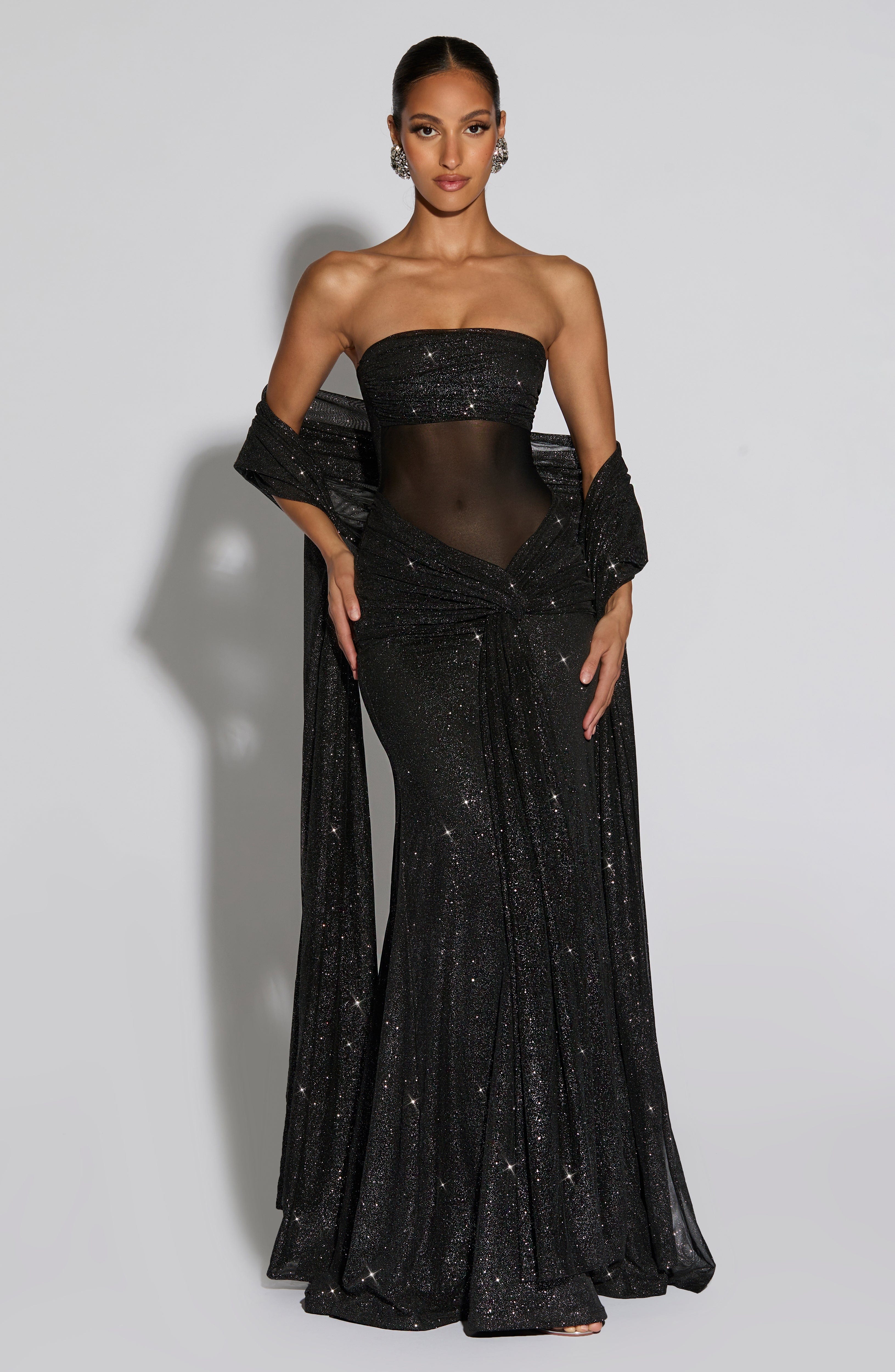Black Sparkle Mesh Shawl - Elegant Wrap for Stylish Outfits