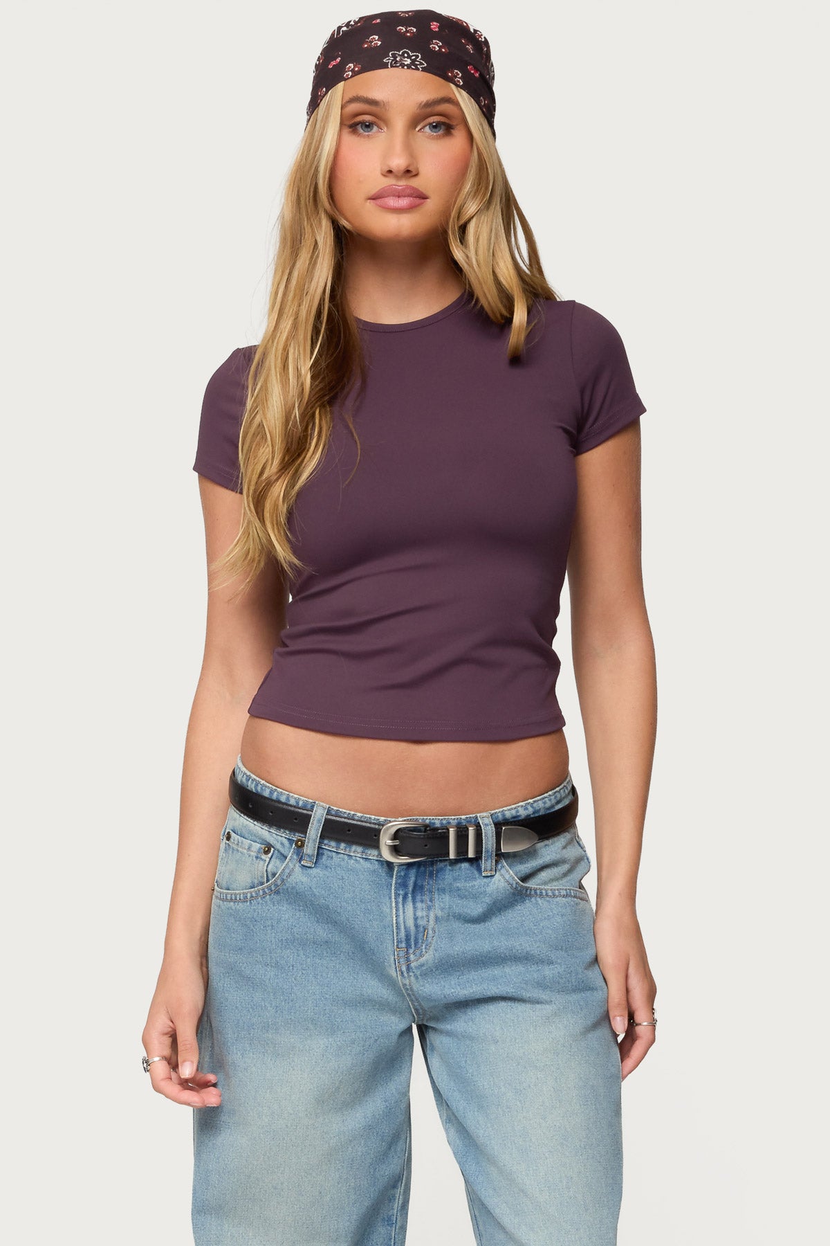 Purple Short Sleeve Top Womens Casual Wear XS-XXL