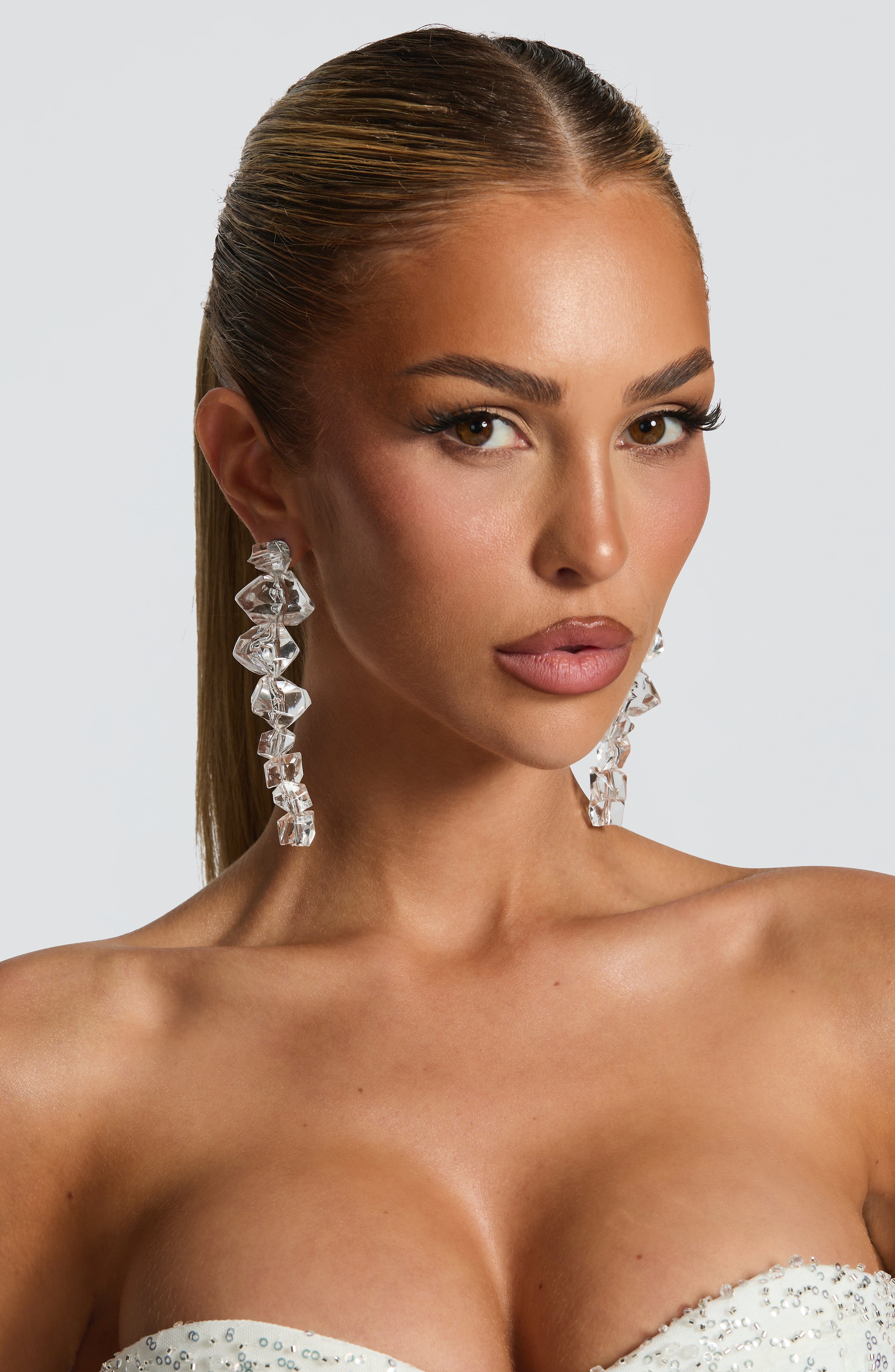 Sparkling Clear Drop Earrings - Elegant Crystal Design