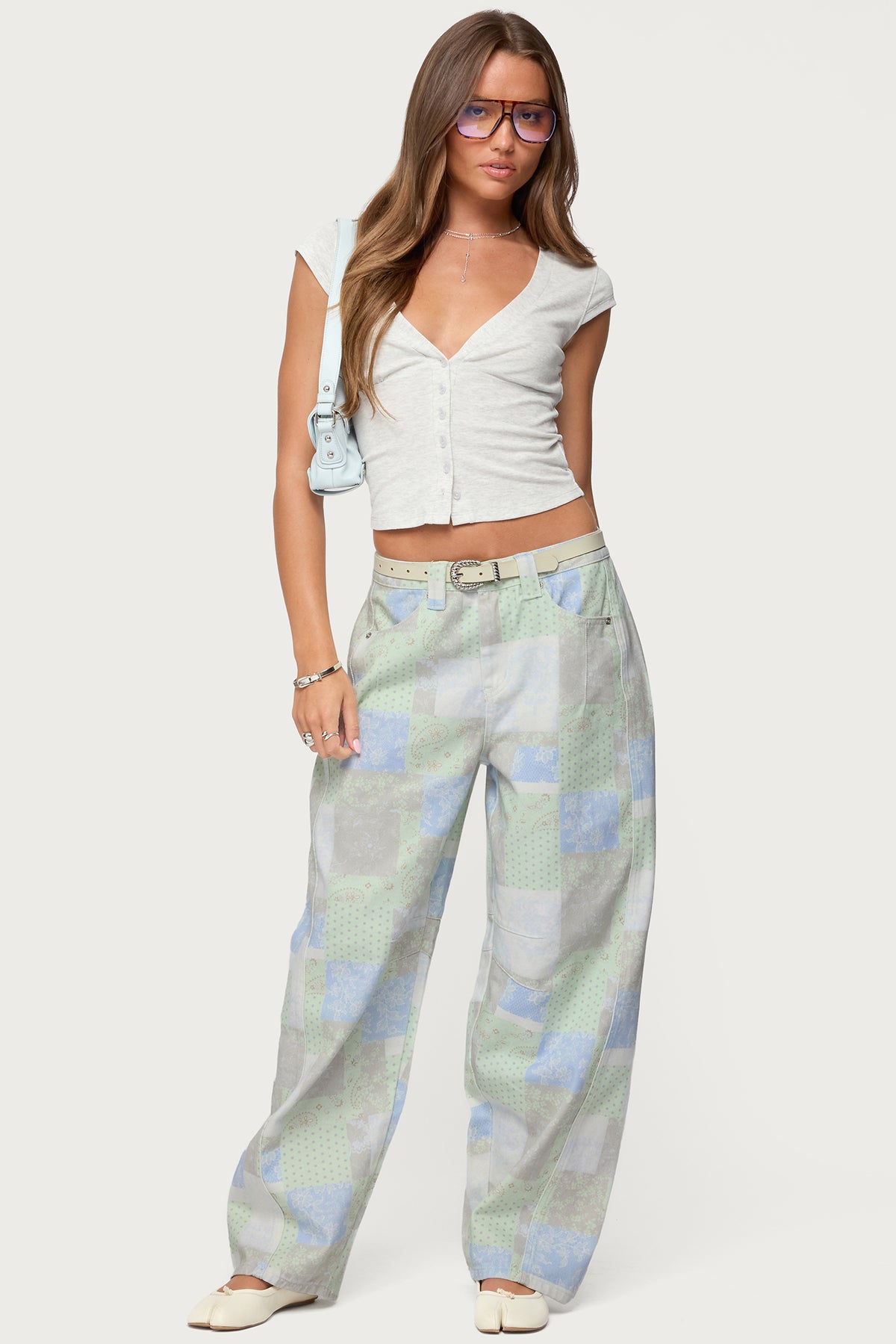 Patchwork Denim Baggy Jeans for a Stylish Look
