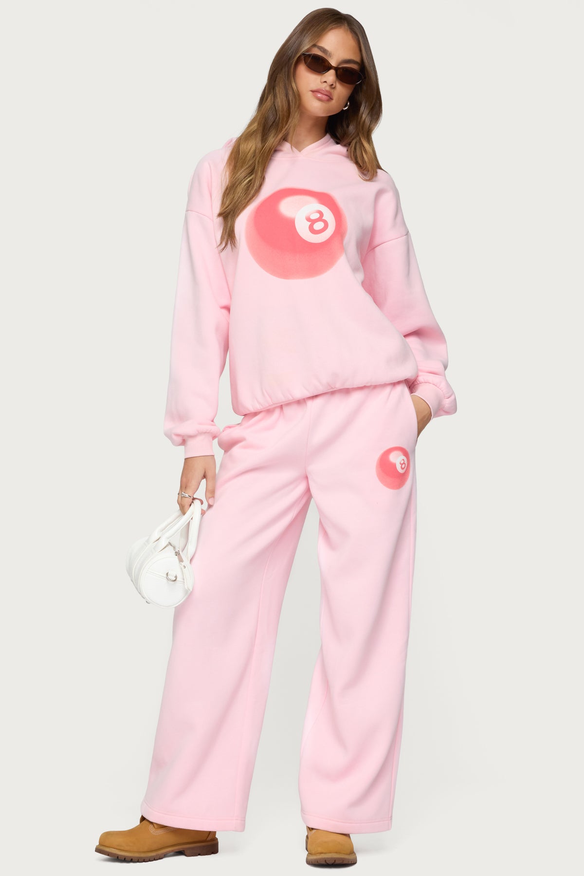 Light Pink Graphic Print Sweatpants Set