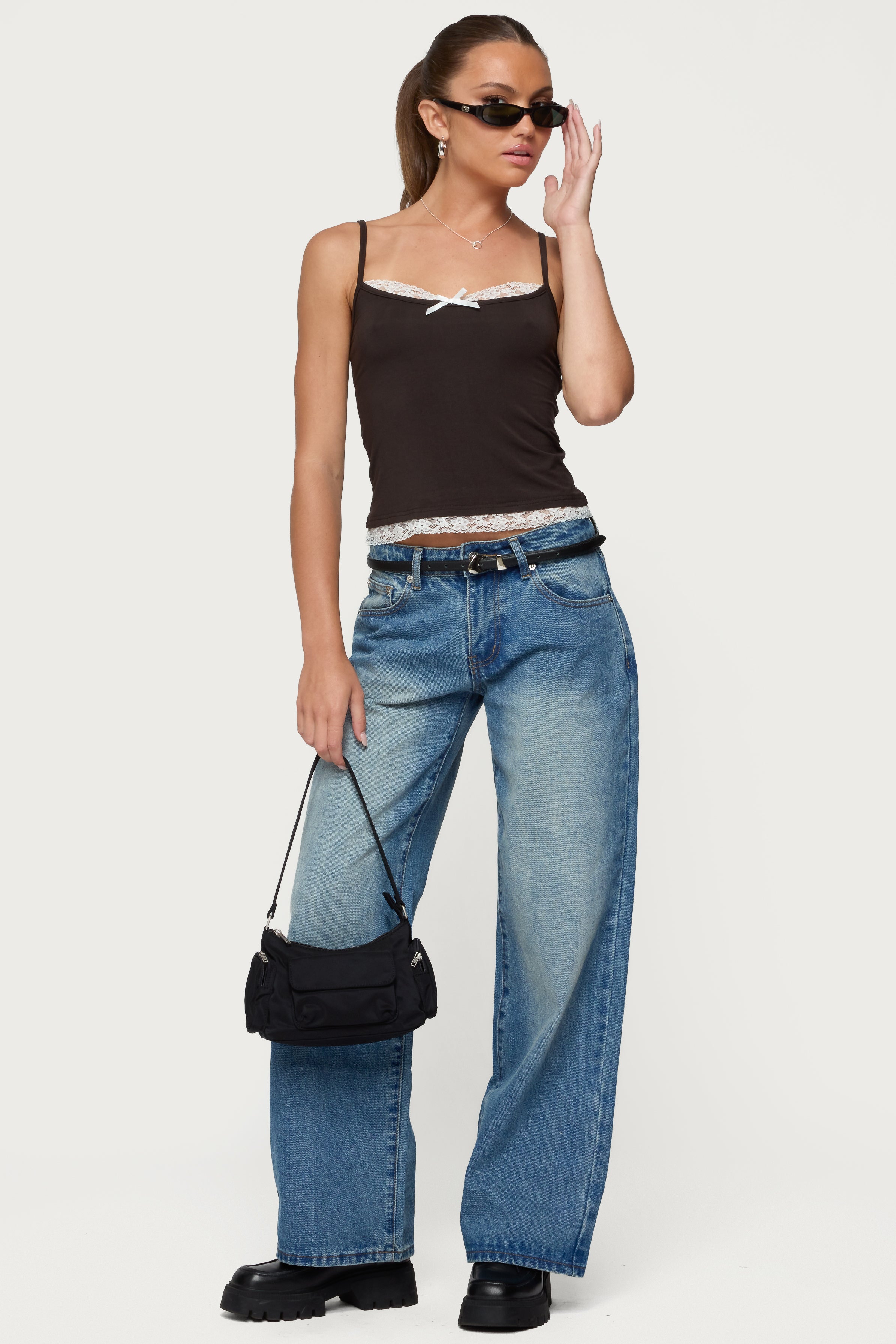 Blue Washed Low Rise Denim Pants