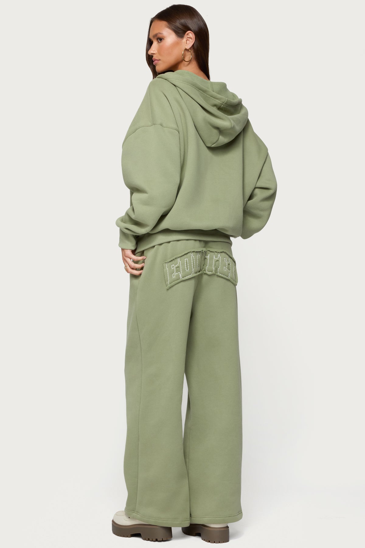 Olive Elastic Waistband Sweatpants Set