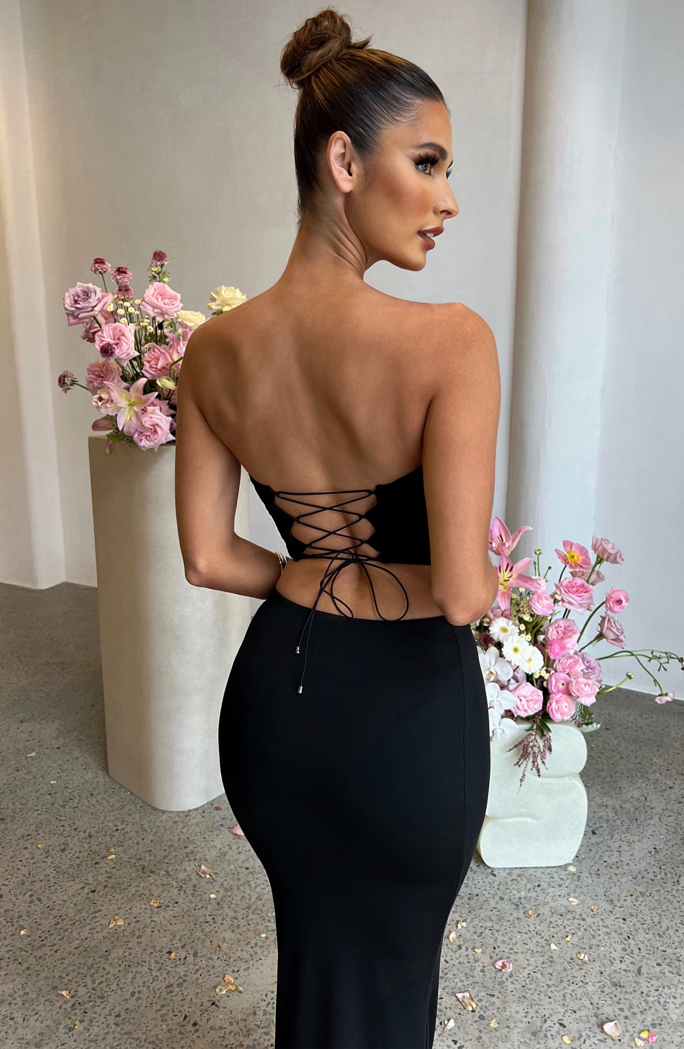 Black Jersey Corset Top - Figure-Hugging Fit