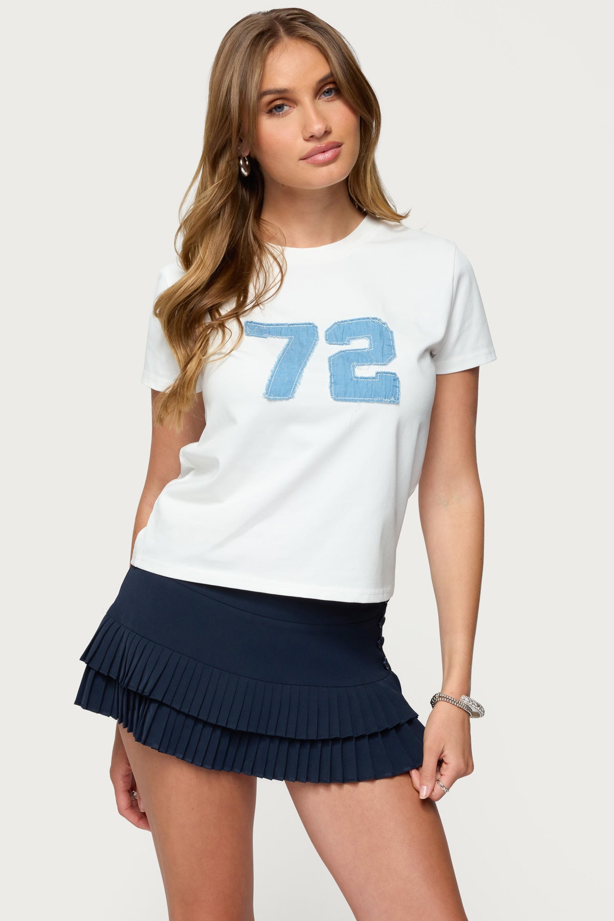 White Graphic Patch Relaxed Fit Cotton T-Shirt