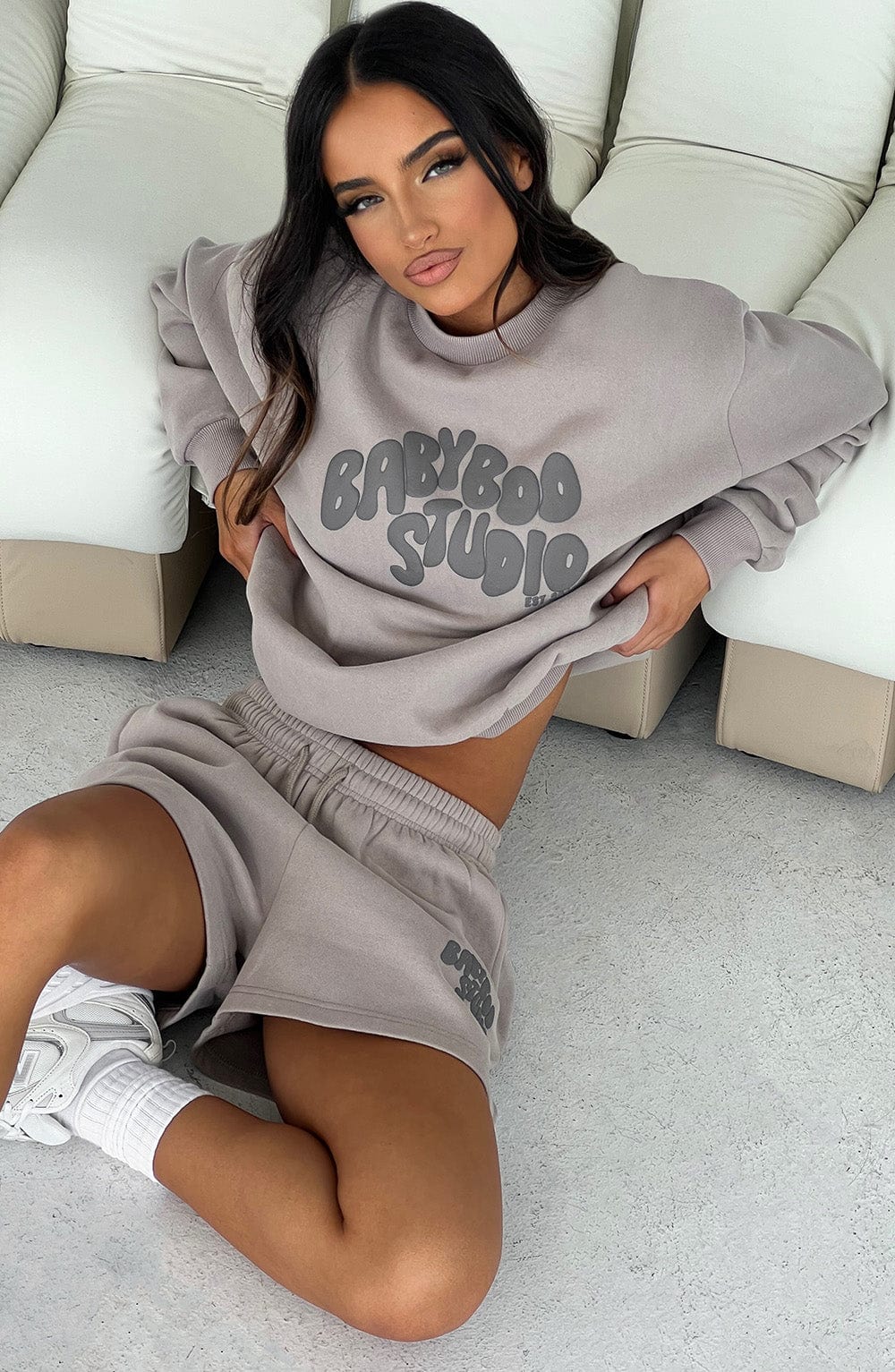 Cozy Studio Sweatshirt - Mocha/Charcoal | Comfy Cotton Shirt