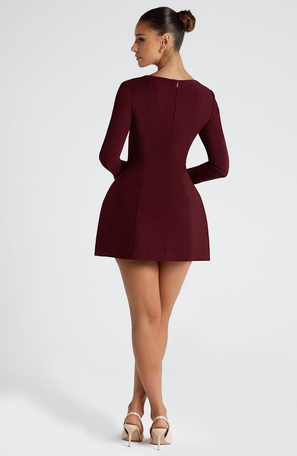 Cherry Lacquer Bubble Hem Mini Dress for Elegant Occasions