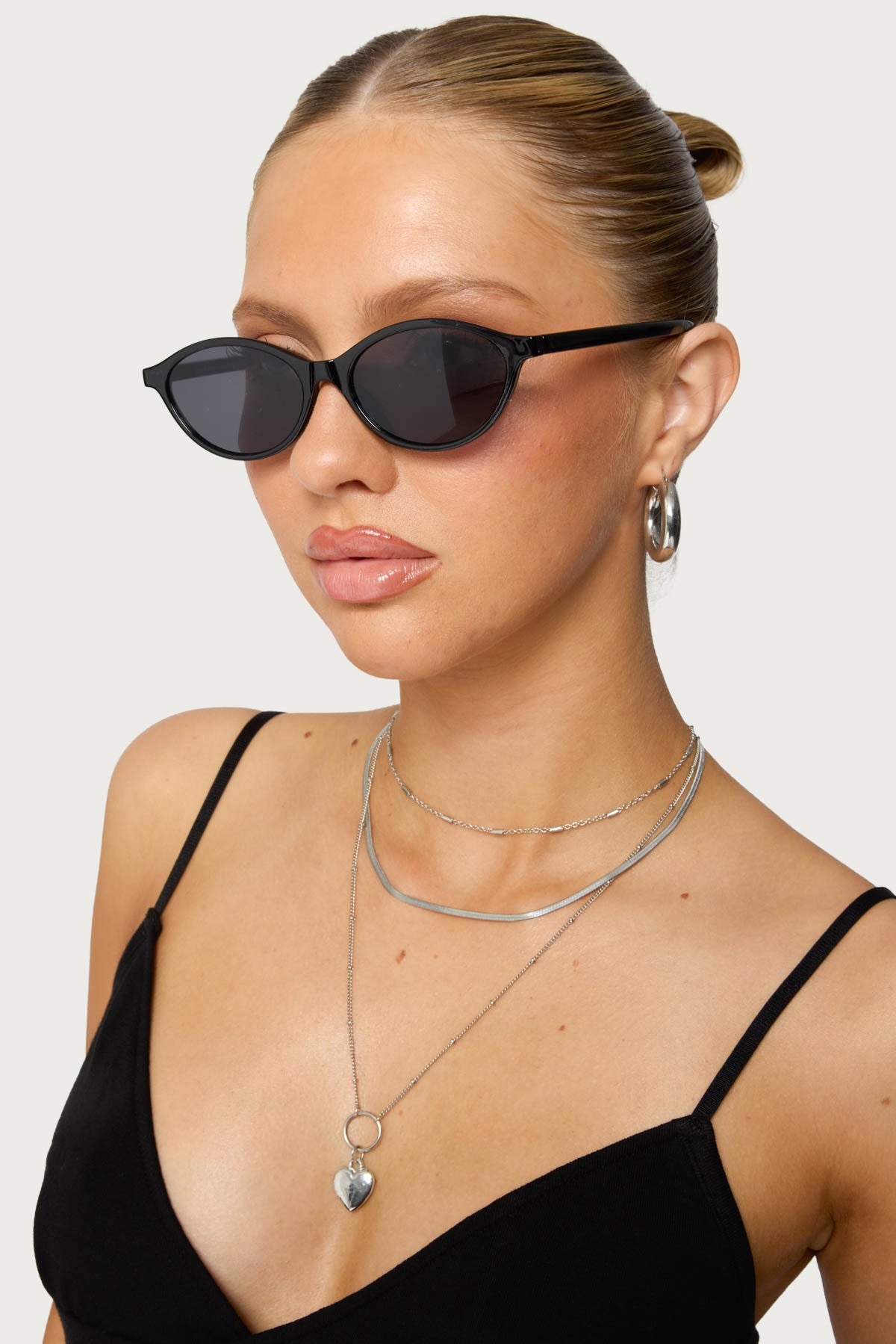 Black Oval UV Protected Sunglasses