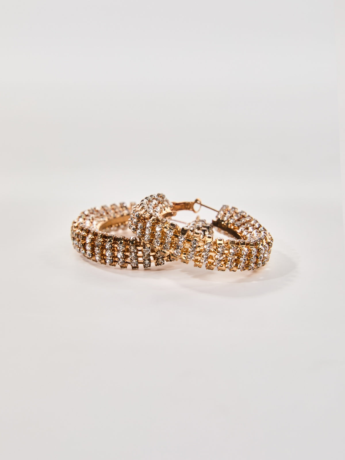Gold Rhinestone Hoop Earrings - Elegant Sparkling Glamour