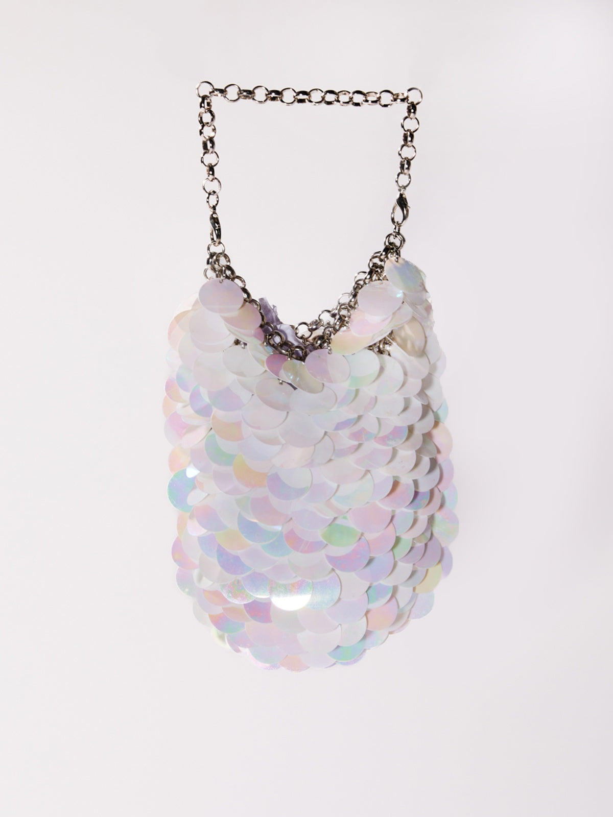 Sparkling Silver Sequin Clutch Bag Compact Glamour Statement Accessory