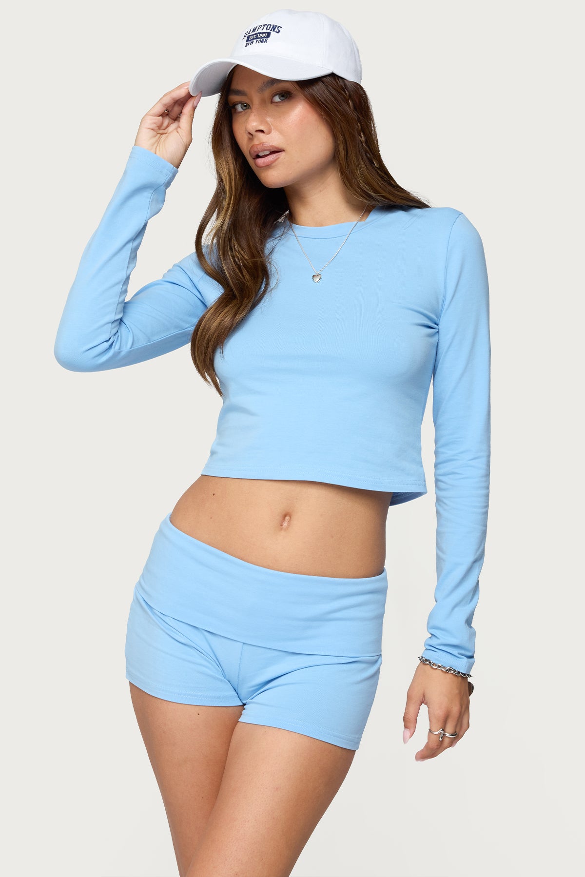 Blue Long Sleeve Cotton Top for Women