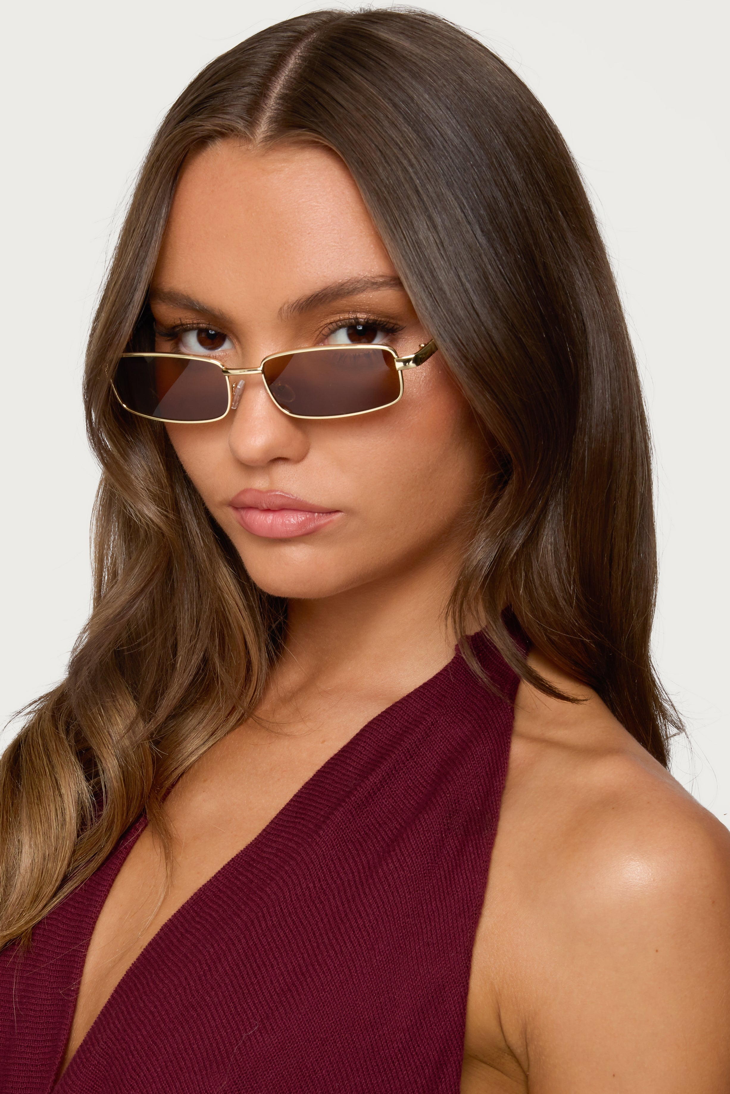 Copper Rectangle Sunglasses UV Protection