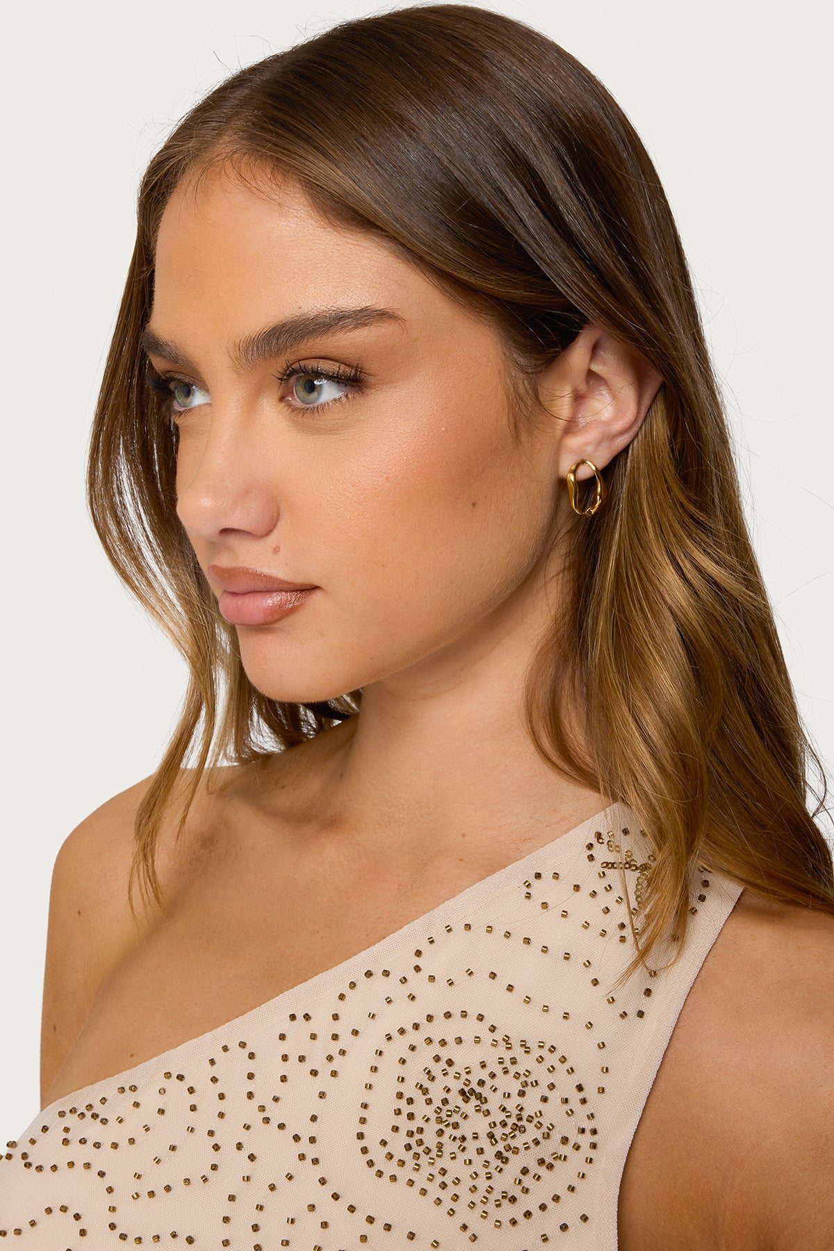 Chic Abstract Gold Stud Earrings