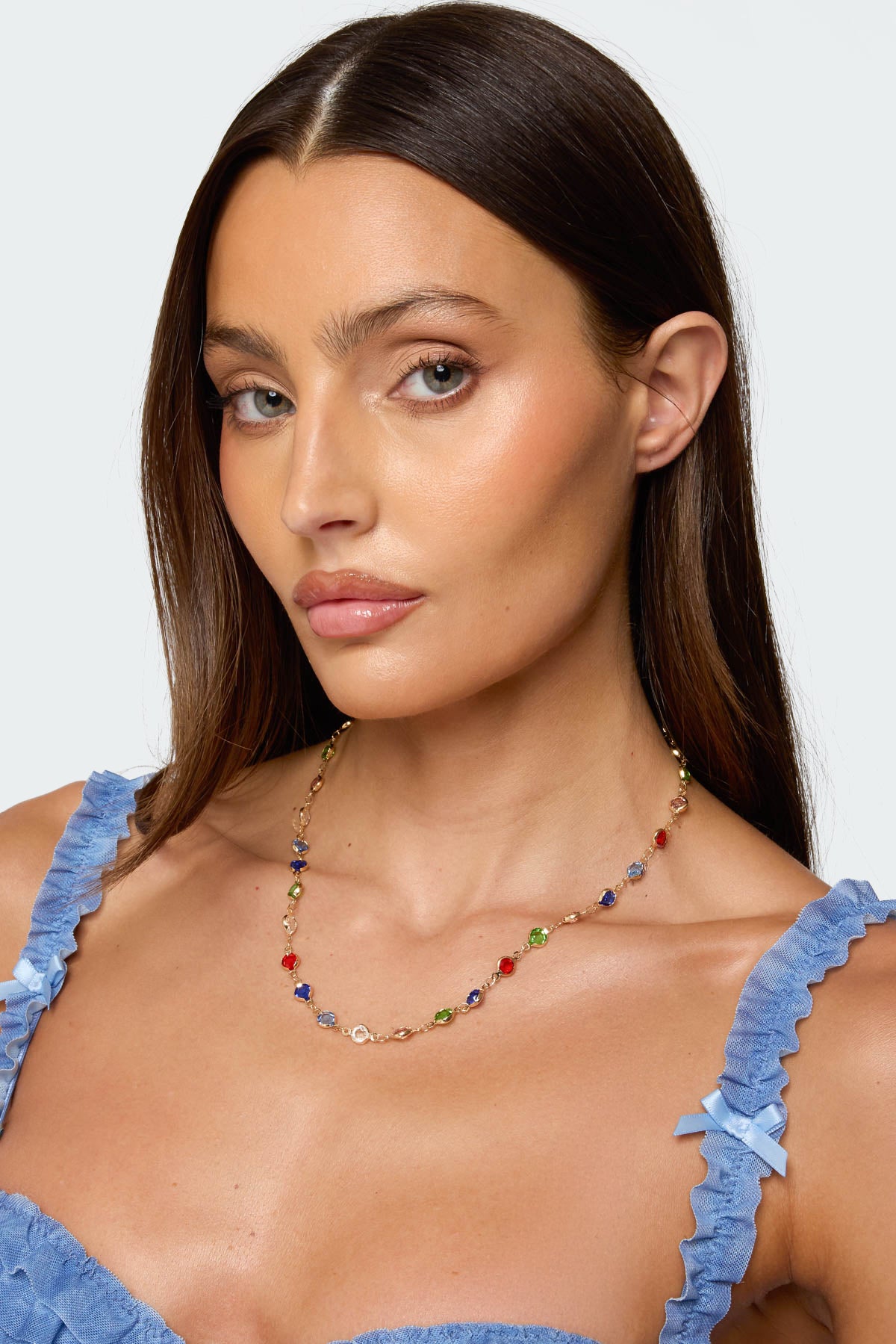 Charm Necklace Multicolored Gold Tone Metal