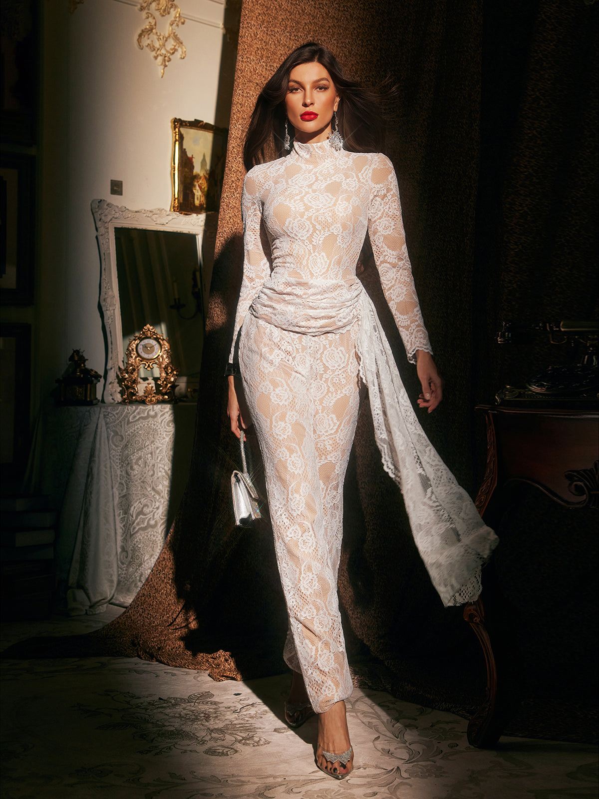 Elegant Lace Draped Jumpsuit for Special Occasions