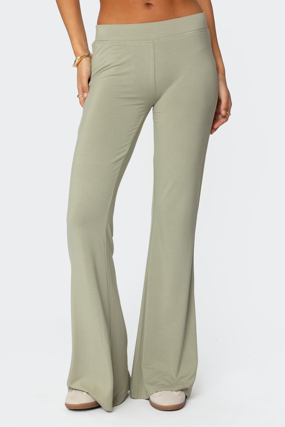 Graphic Print Flared Lounge Pants Olive Set