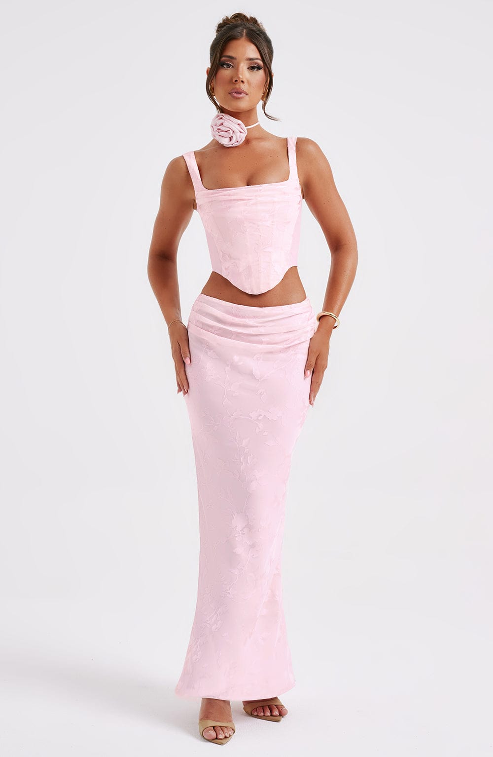 Floral Chiffon Maxi Skirt - Elegant Blush Design