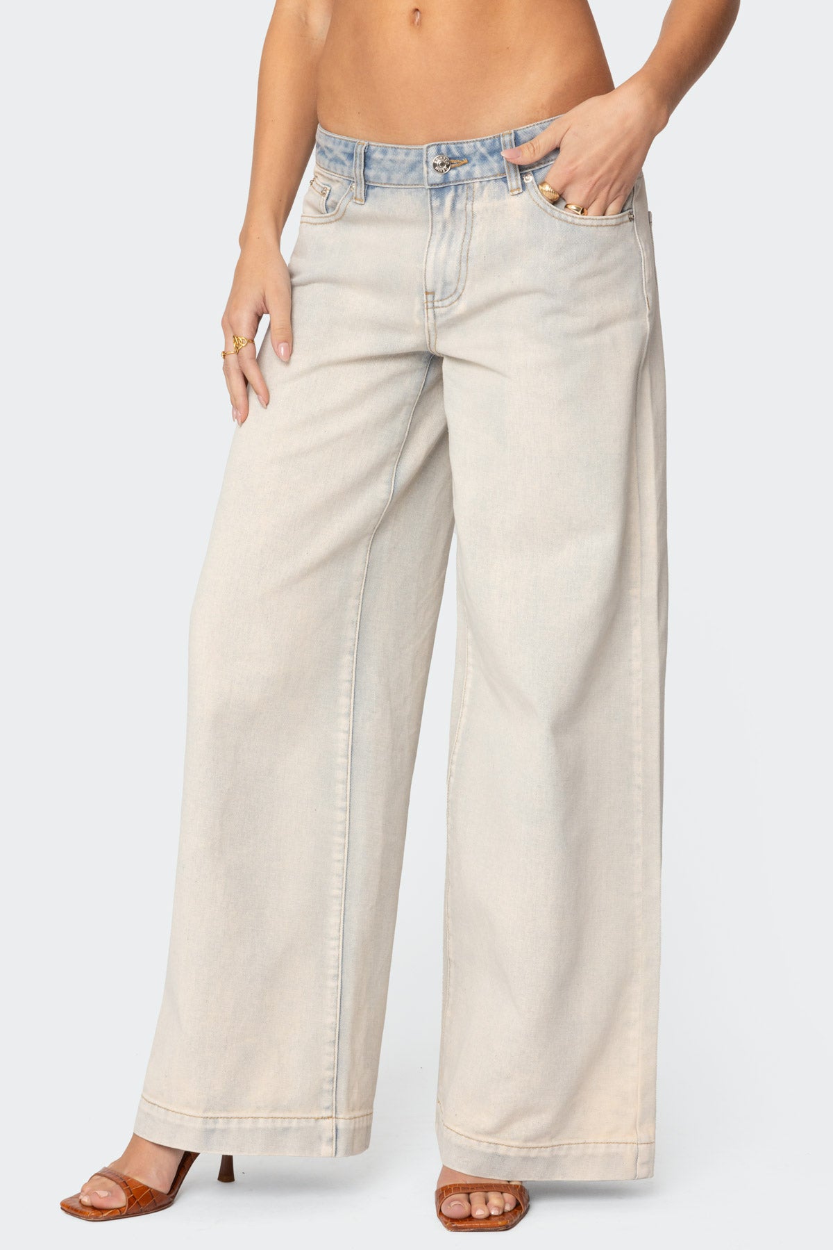 Light Denim Wide Leg Jeans - Stylish Womens Pants