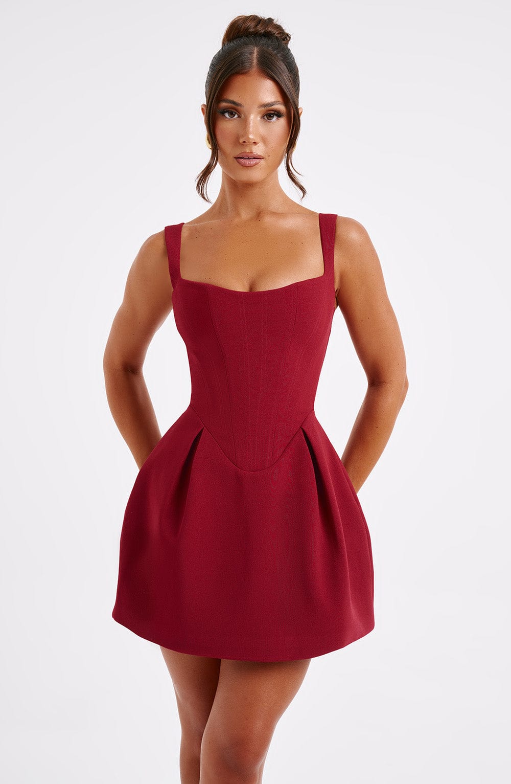 Wine Corset Mini Dress - Elegant Iconic Silhouette
