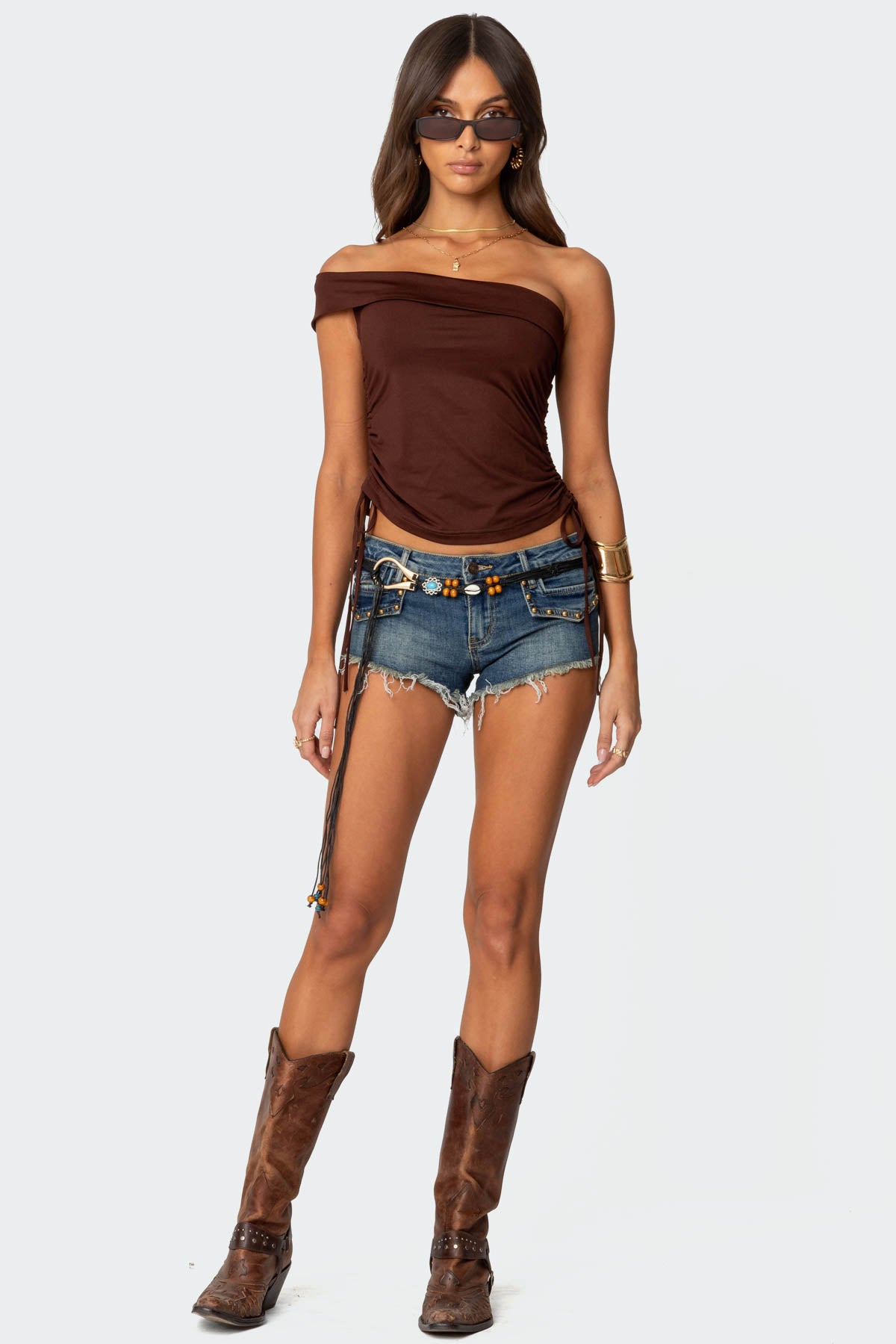 Blue Washed Low Rise Denim Micro Shorts