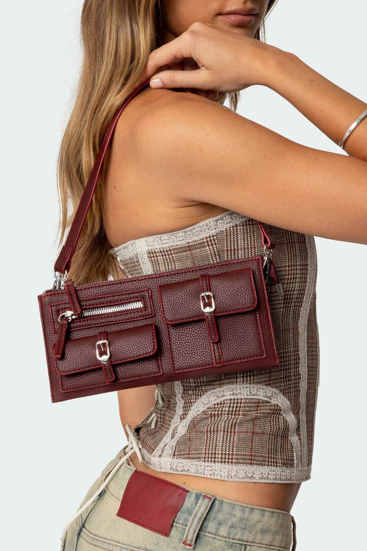 Maroon Utility Bag Zip Closure