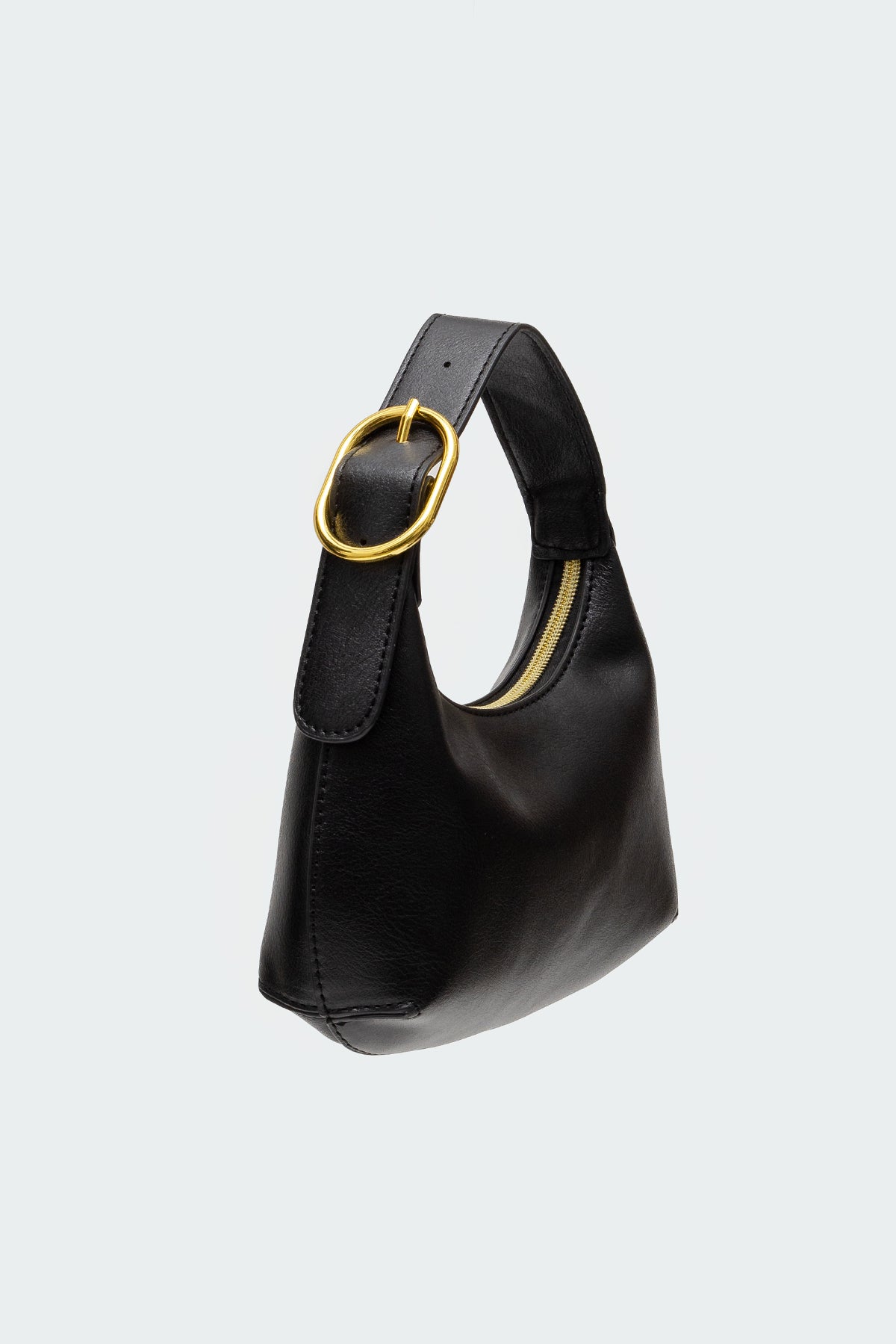 Black Faux Leather Buckle Bag - Stylish Crossbody Purse