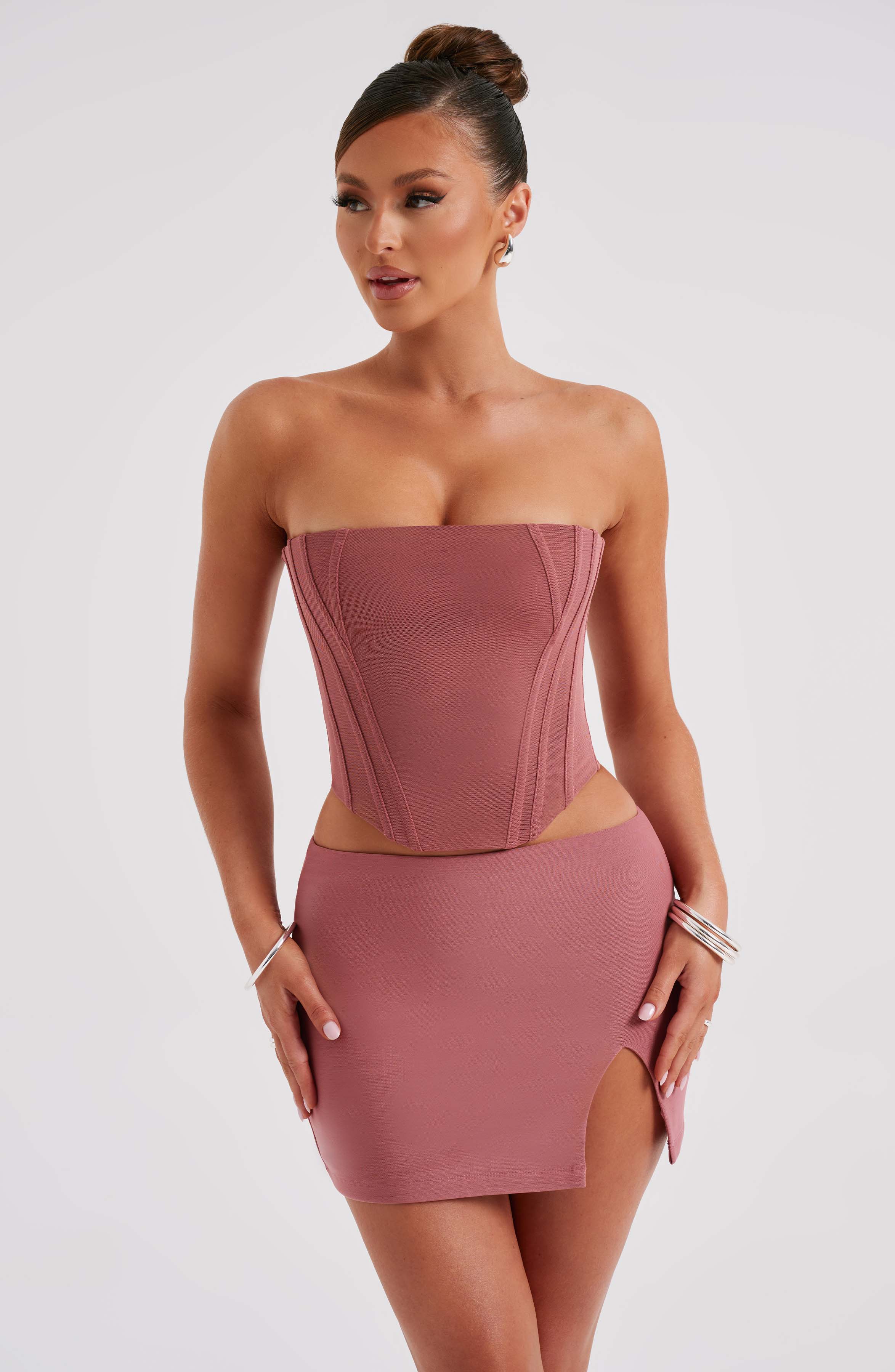 Rose Pink Mini Skirt - Womens Low Waist Mini Dress