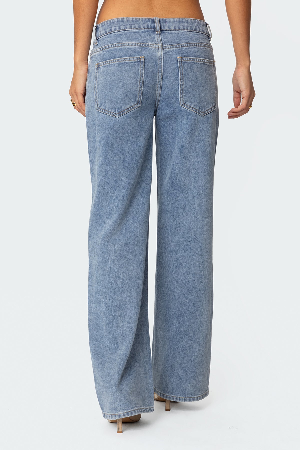 Blue Faux Suede Low Rise Jeans Women