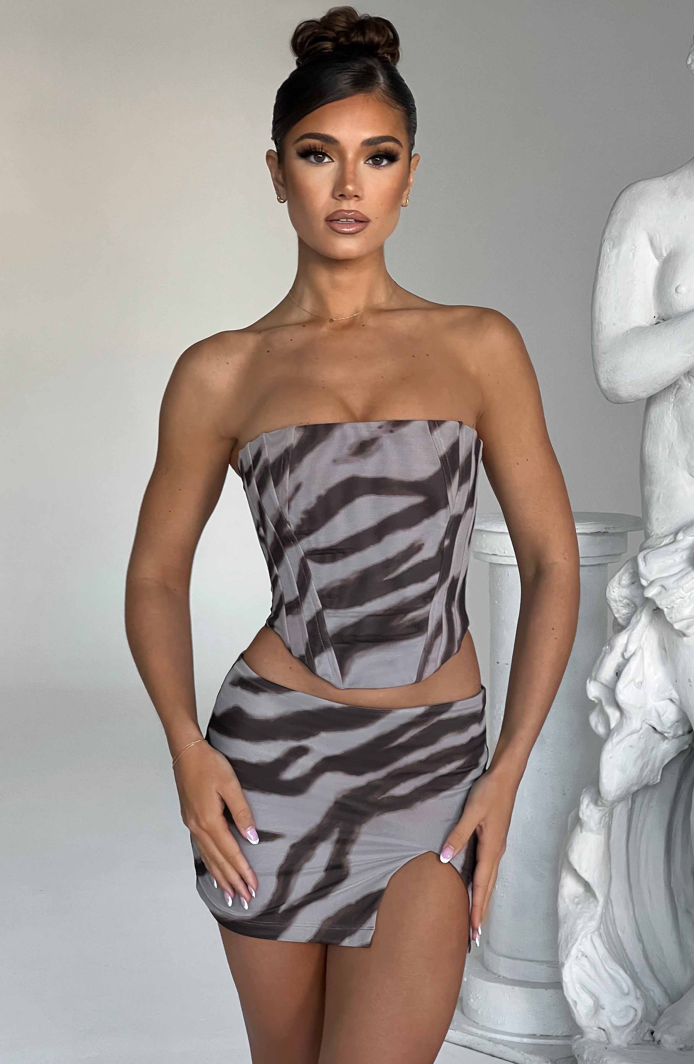 Jersey Zebra Print Mini Skirt - Low Waist Style