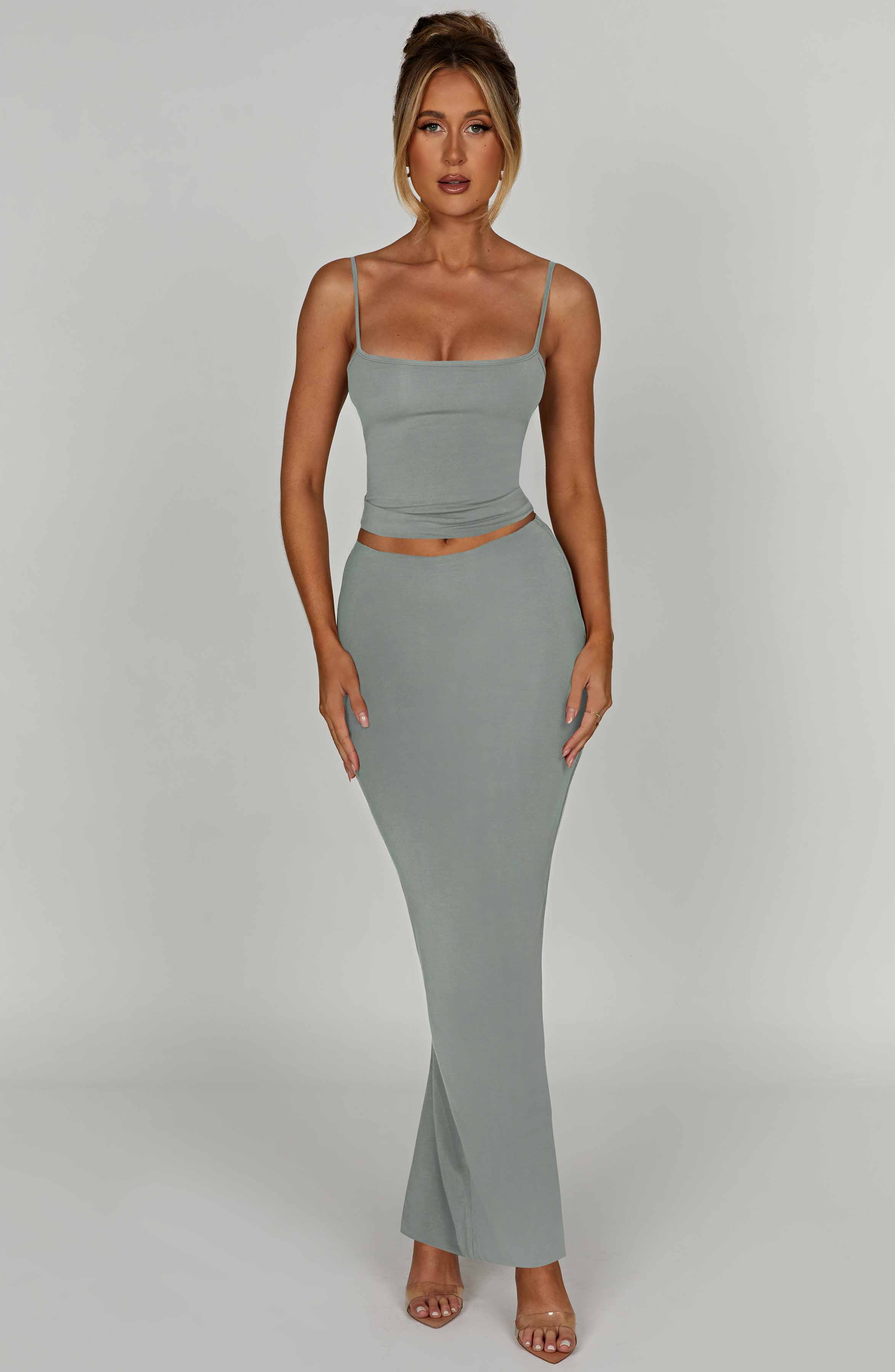 Premium Steel Maxi Skirt - Soft Modal Fabric, Mid Rise Design
