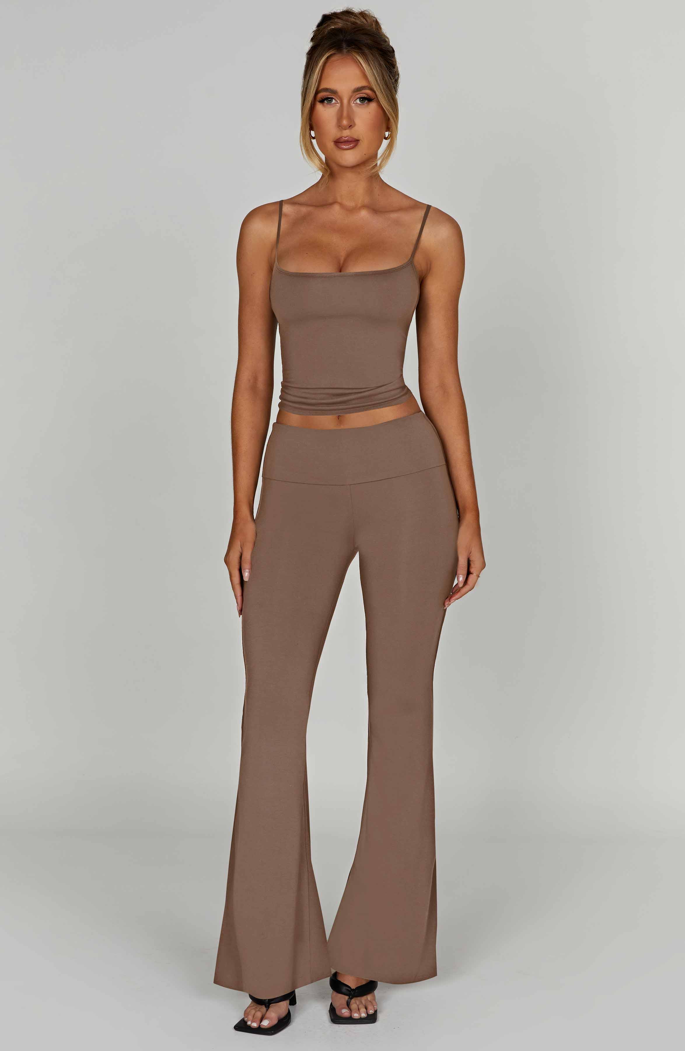 Premium Mocha Modal Yoga Pants - Wide Leg Stretch Pants