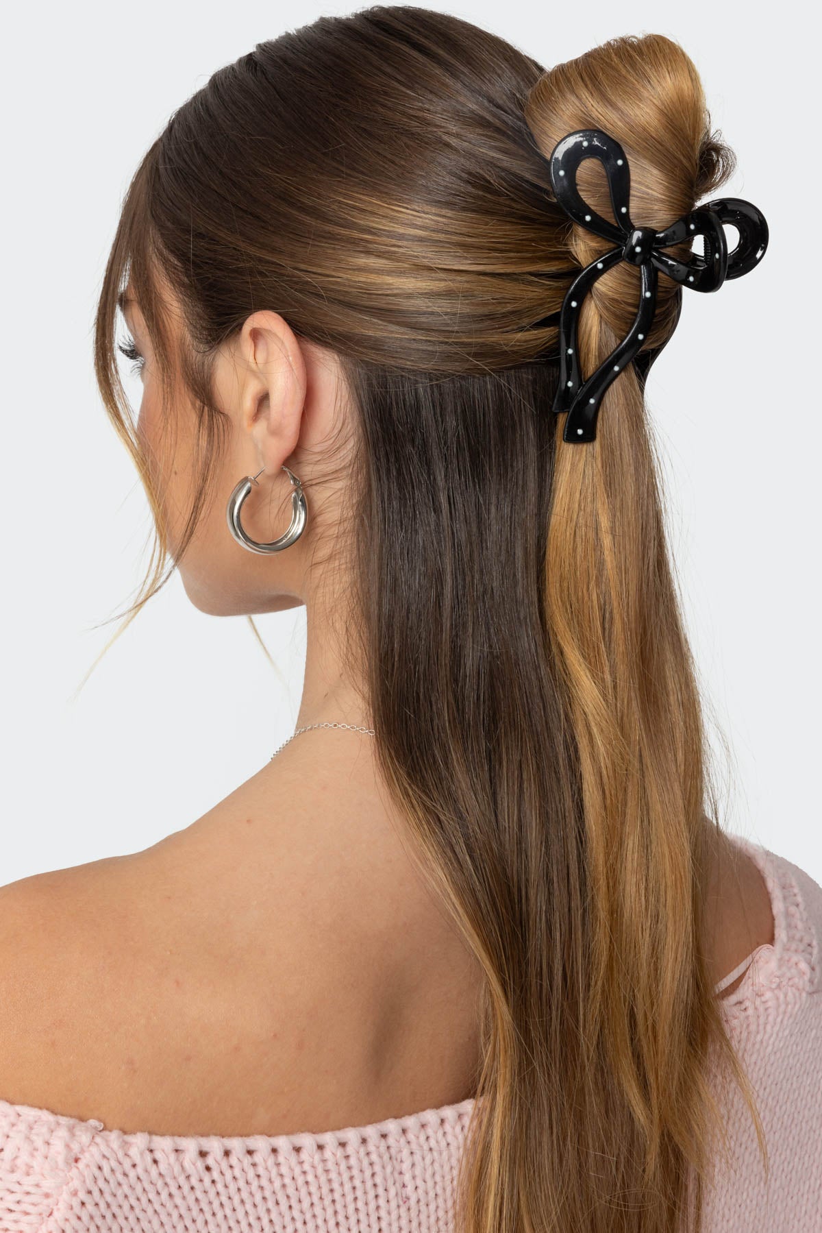 Black Polka Dot Bow Hairclip for Stylish Accessories